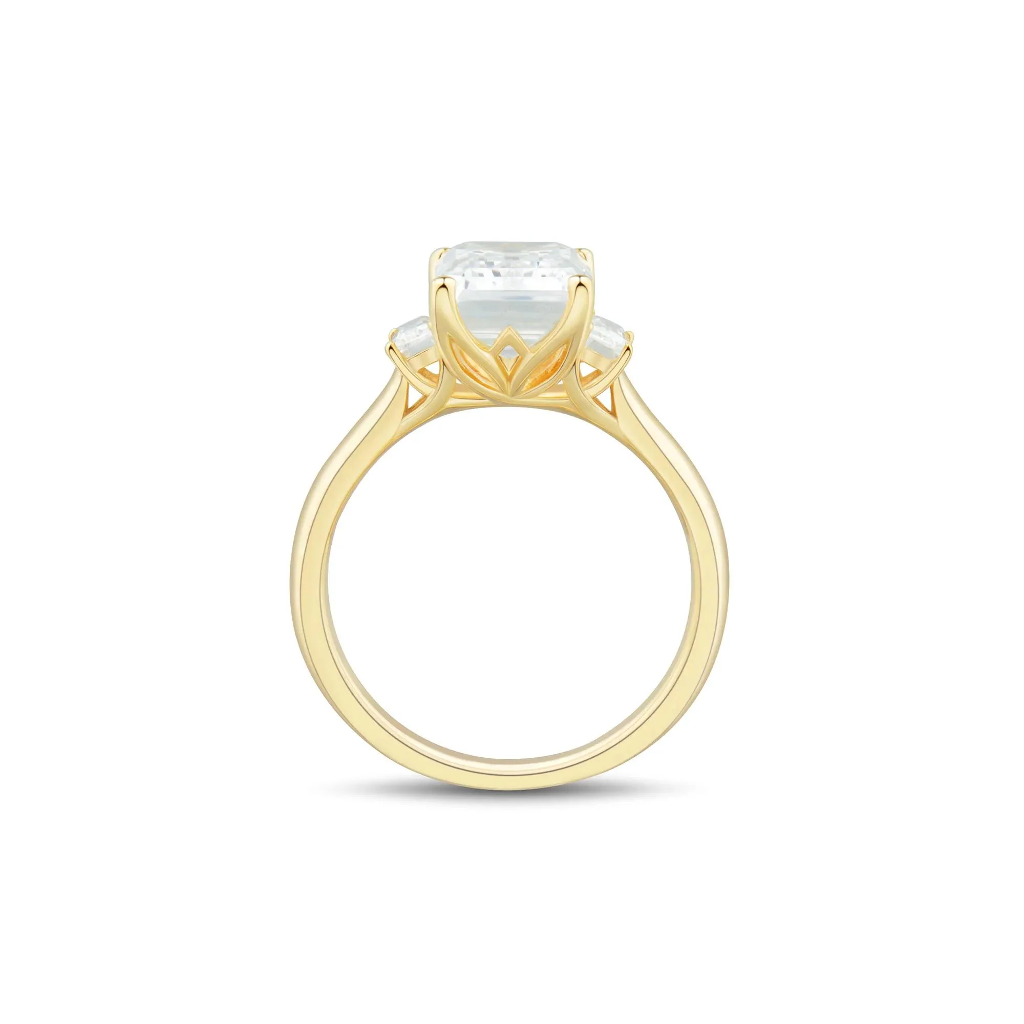 4 1/3 CT. Tw. Lab Grown Diamond Emerald-Cut Engagement Ring 14K Yellow Gold Size 10 1mm - Image 3