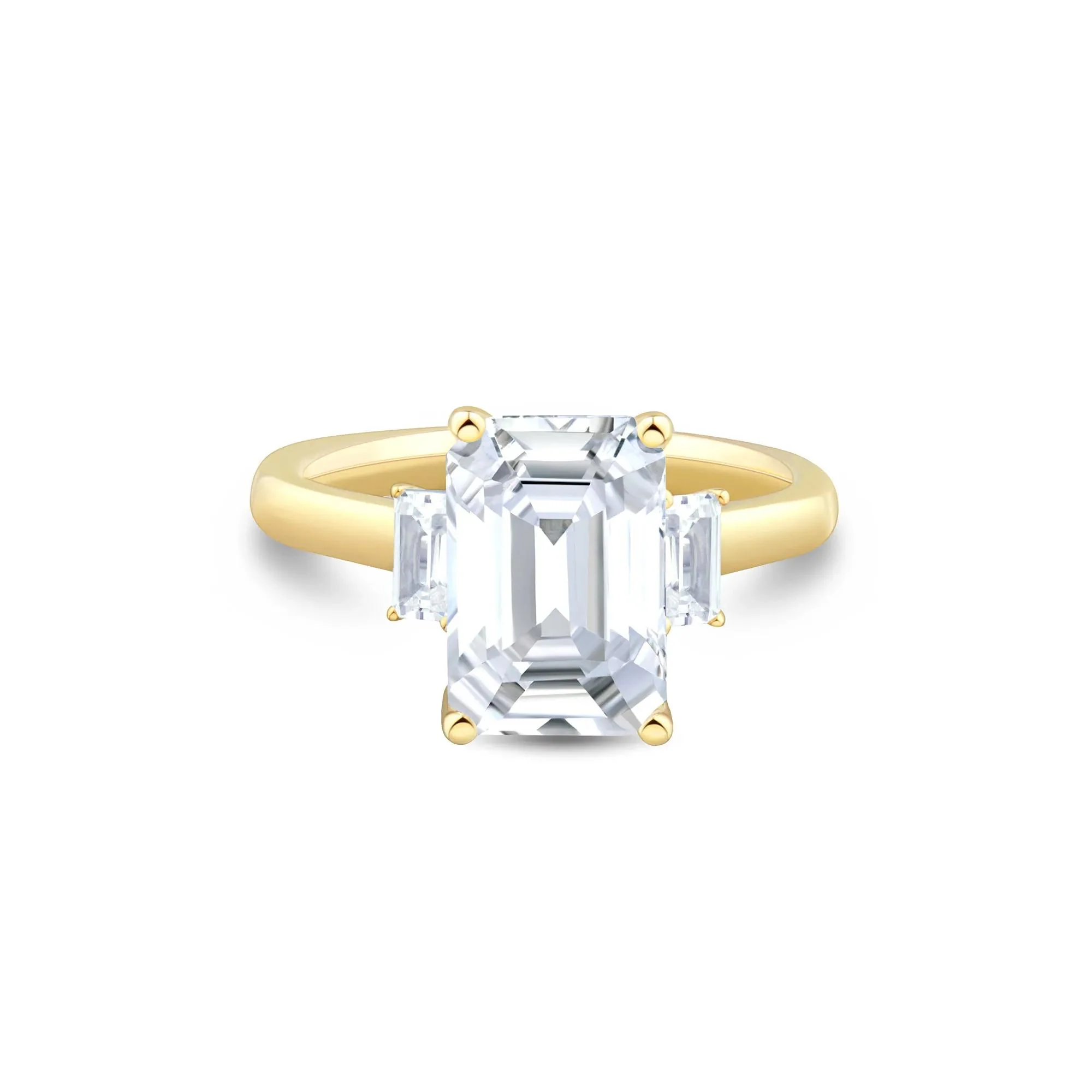 4 1/3 CT. Tw. Lab Grown Diamond Emerald-Cut Engagement Ring 14K Yellow Gold Size 8.5 1mm