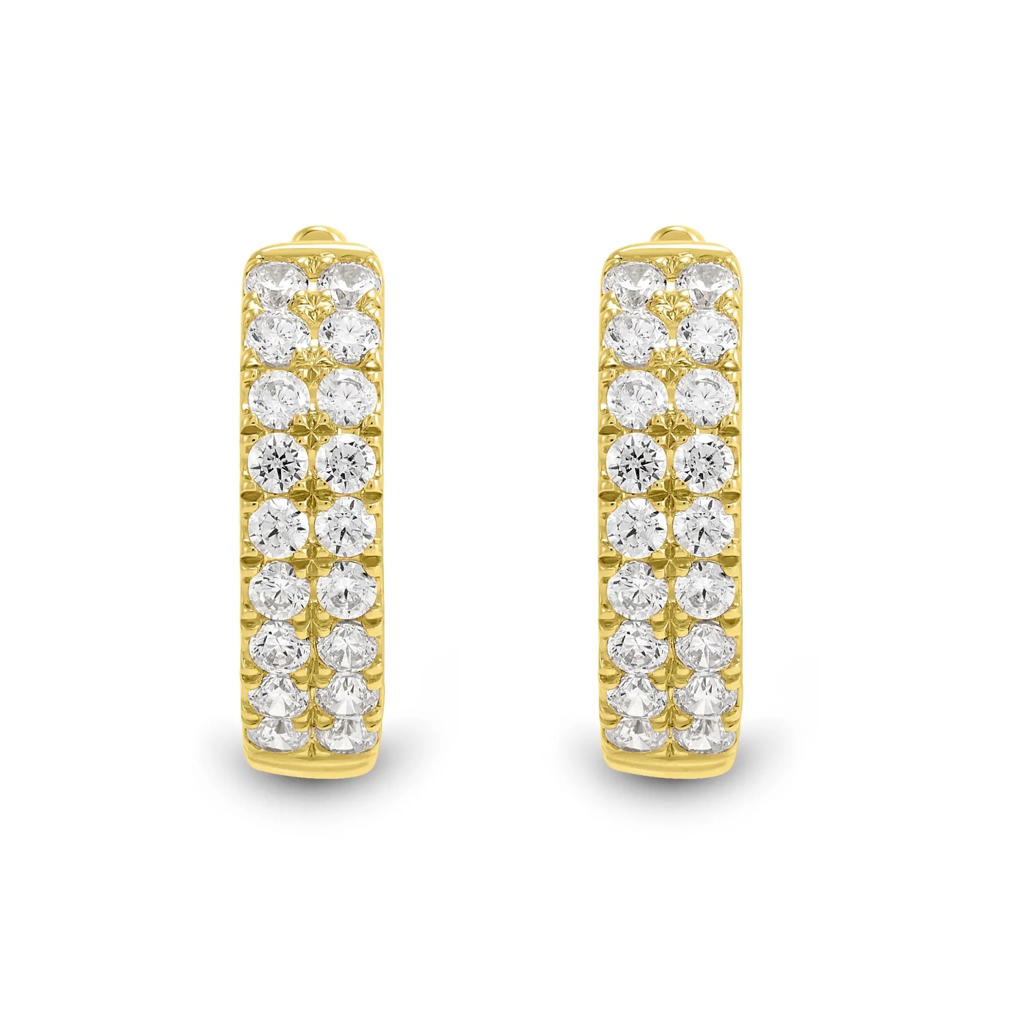 3/4 CT. Tw. Lab Grown Diamond Two-Row Hoop Earrings 14K Yellow Gold Size 15.00mm