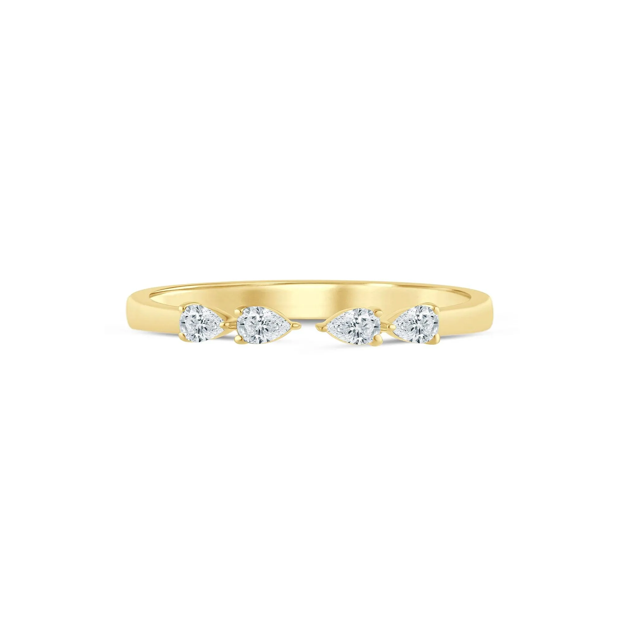 1/7 CT. Tw. Pear-Shaped Lab Grown Diamond Open Anniversary Band Ring 14K Yellow Gold Size 5.5 2mm