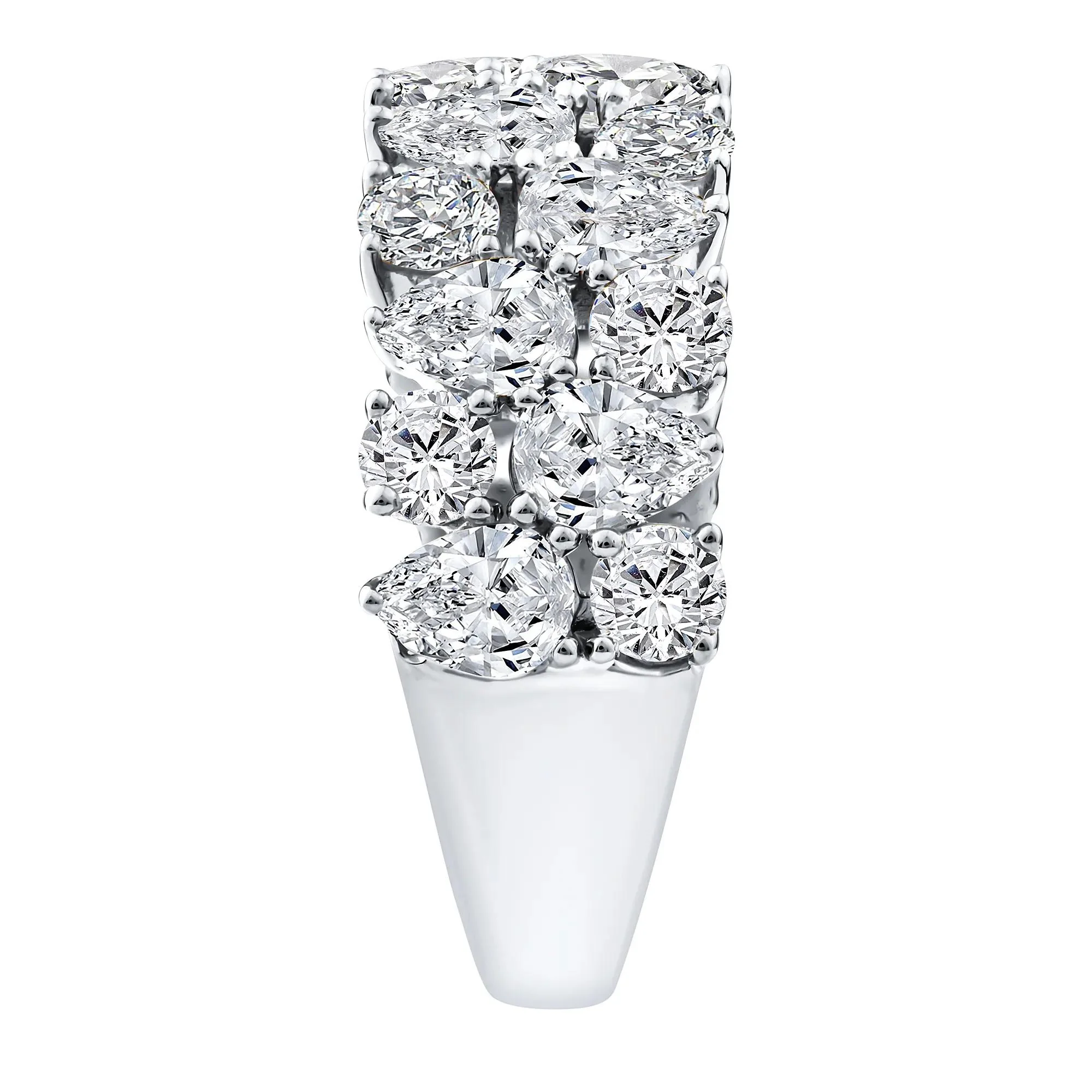 3 CT. Tw. Lab Grown Diamond Pear Wide Anniversary Band Ring 10K White Gold Size 6 2.5mm - Image 3
