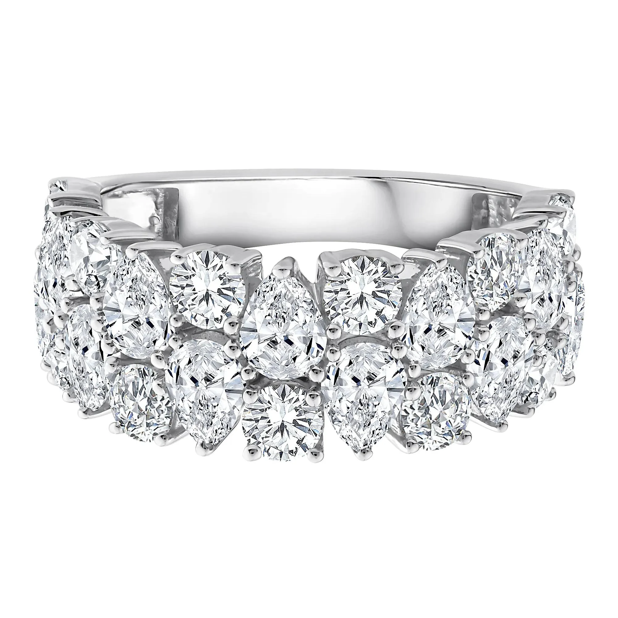 3 CT. Tw. Lab Grown Diamond Pear Wide Anniversary Band Ring 10K White Gold Size 7 2.5mm