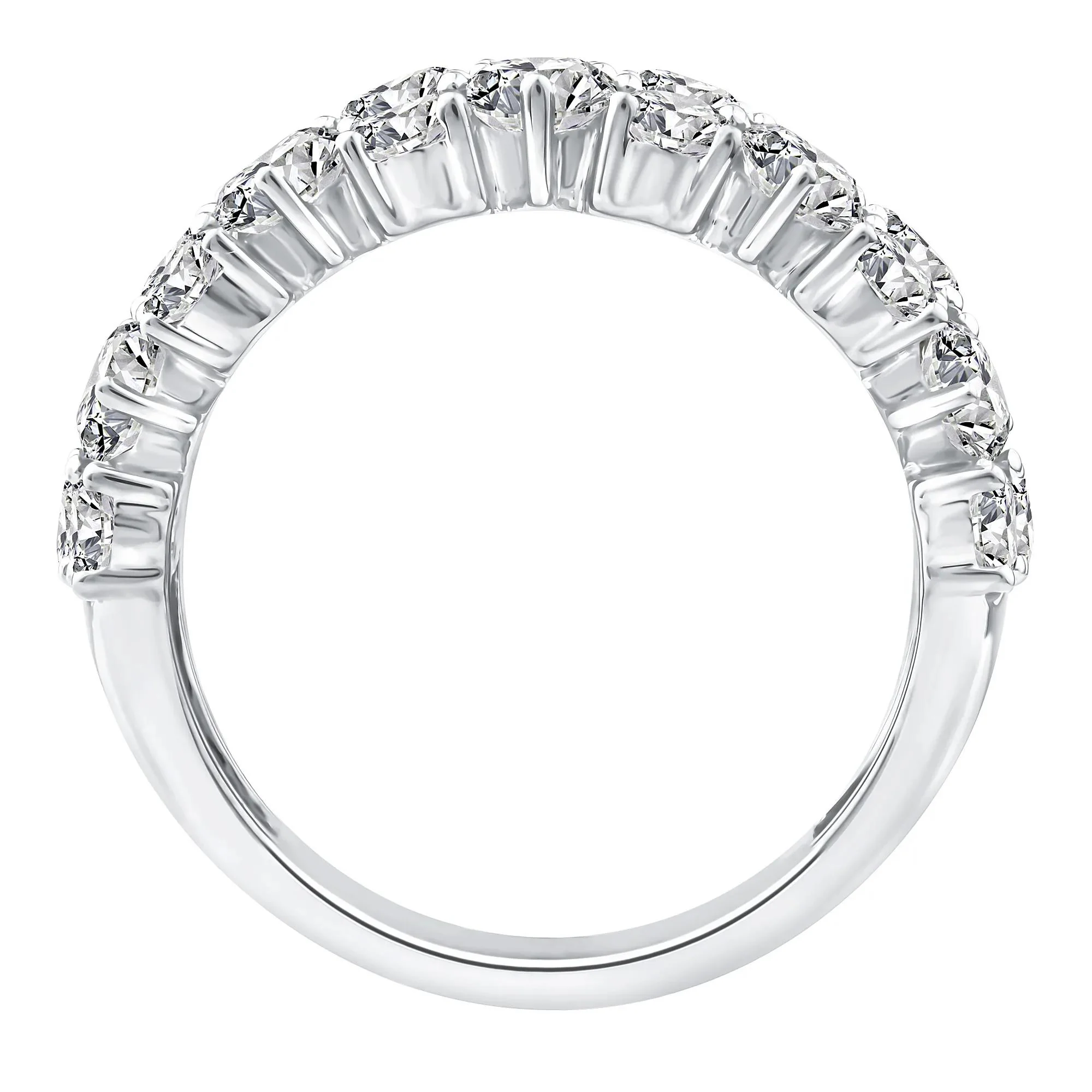 3 CT. Tw. Lab Grown Diamond Pear Wide Anniversary Band Ring 10K White Gold Size 7 2.5mm - Image 2