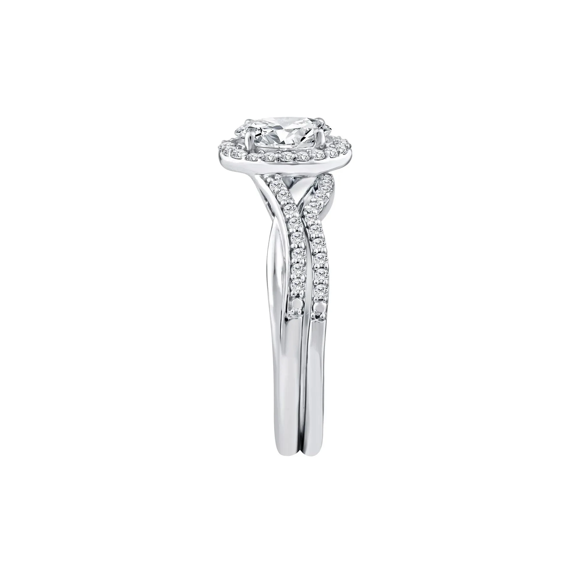1 CT. Tw. Lab Grown Diamond Engagement Ring Set 10K White Gold Size 7 1.5mm - Image 3