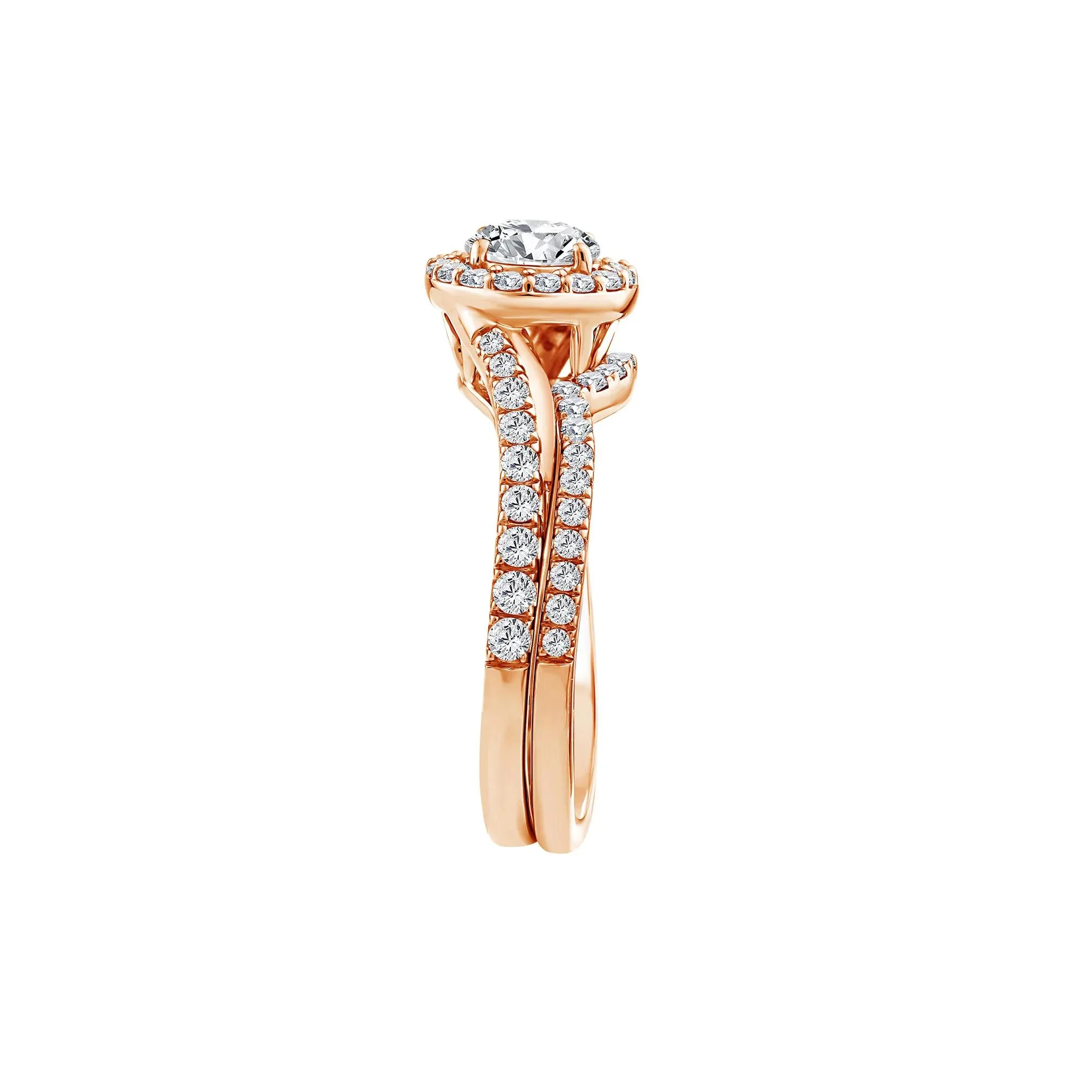 1/4 CT. Tw. Lab Grown Diamond Engagement Ring Set 10K Rose Gold Size 6 1mm - Image 3