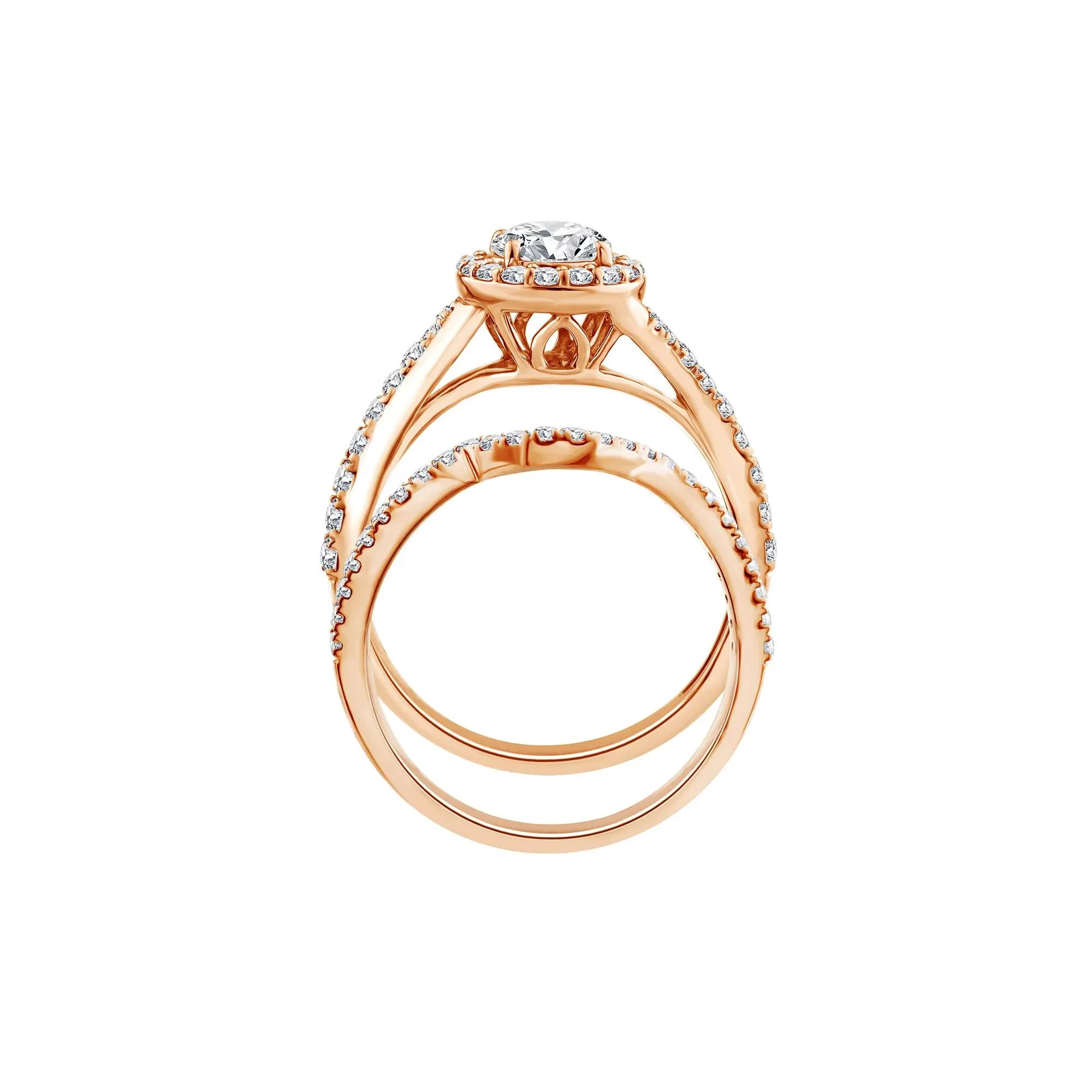 1/4 CT. Tw. Lab Grown Diamond Engagement Ring Set 10K Rose Gold Size 7 1mm - Image 2