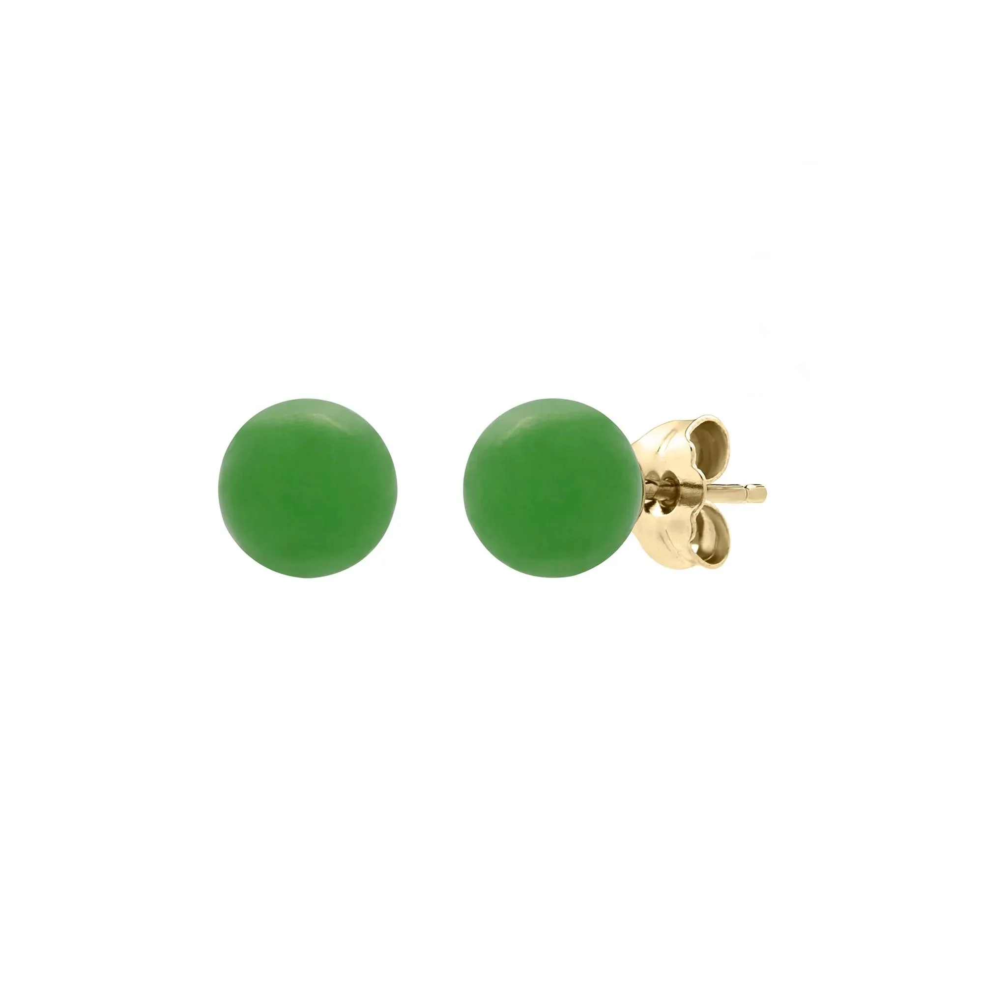 Jade Stud Earrings 10K Yellow Gold Size 7.00mm