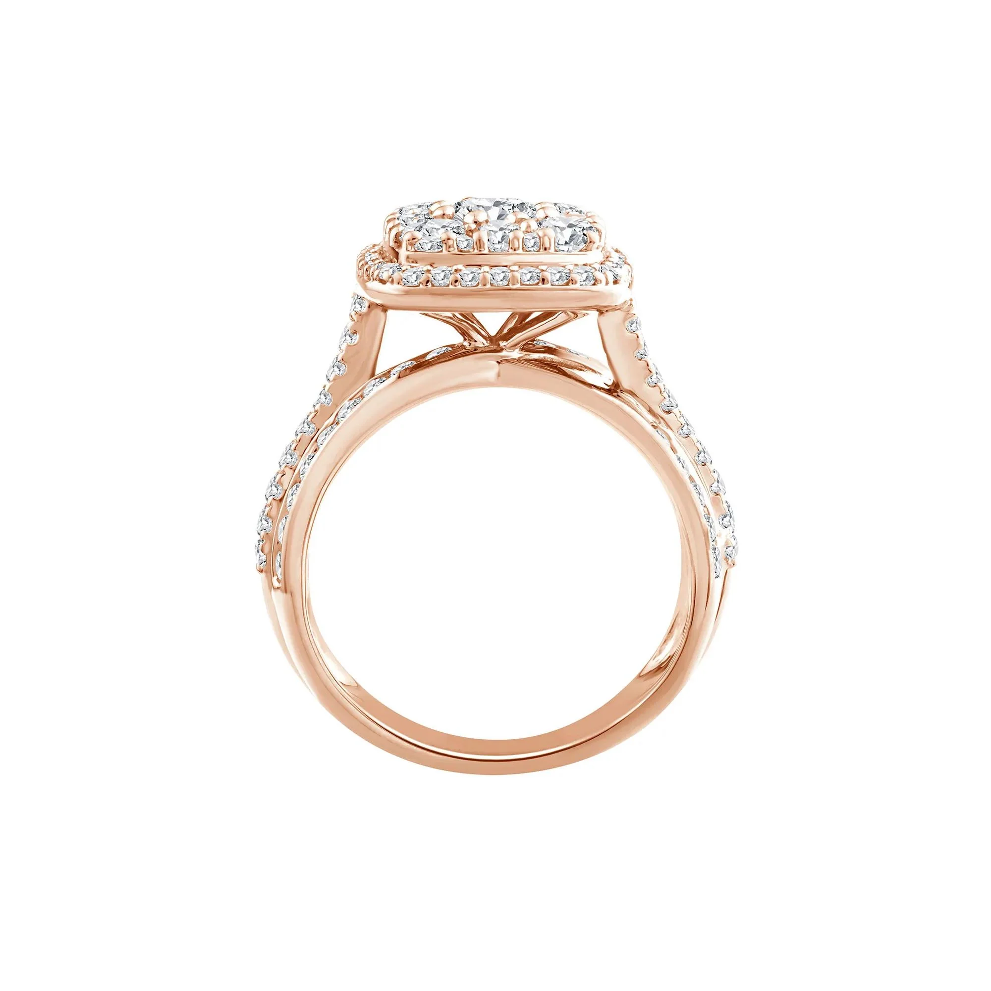 2 CT. Tw. Diamond Composite Engagement Ring 10K Rose Gold Size 6 3mm - Image 2