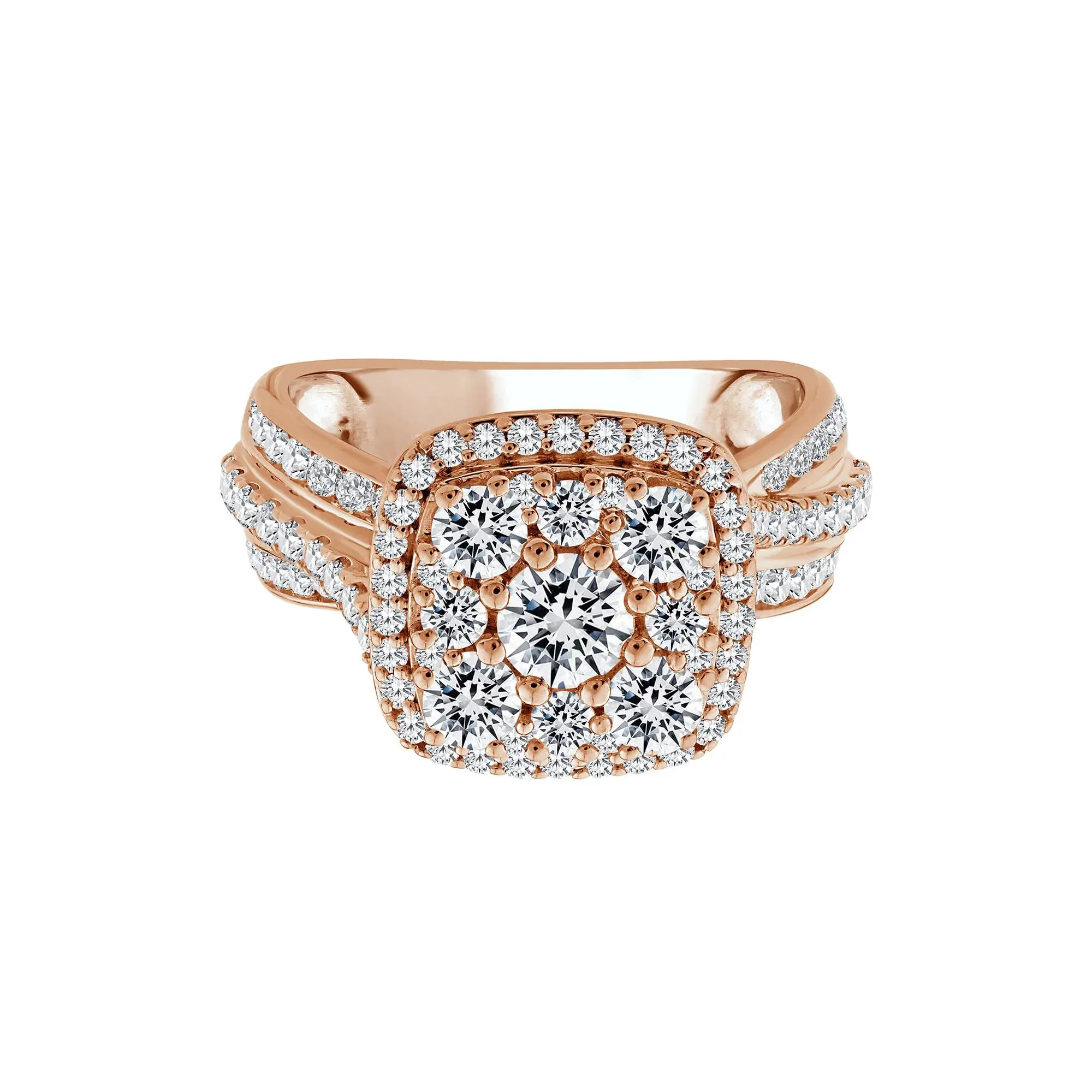 2 CT. Tw. Diamond Composite Engagement Ring 10K Rose Gold Size 6.5 3mm