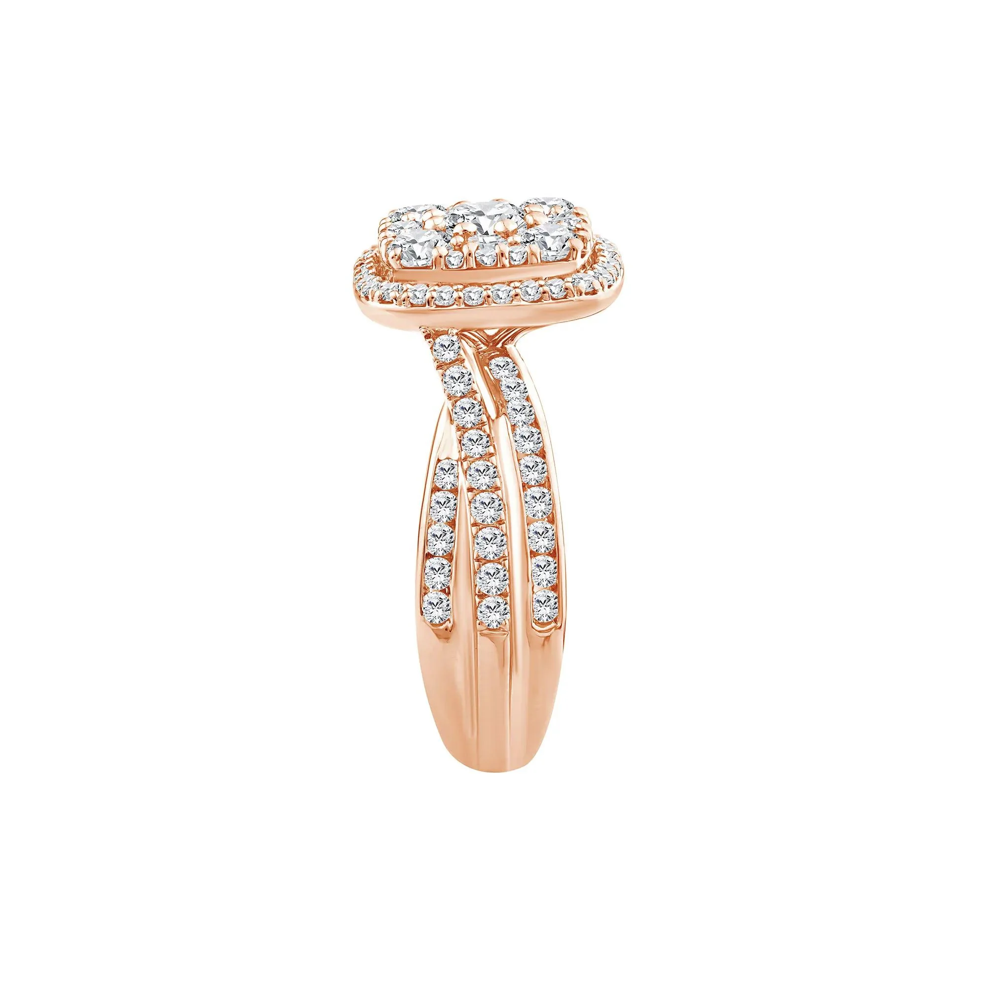 2 CT. Tw. Diamond Composite Engagement Ring 10K Rose Gold Size 6.5 3mm - Image 3