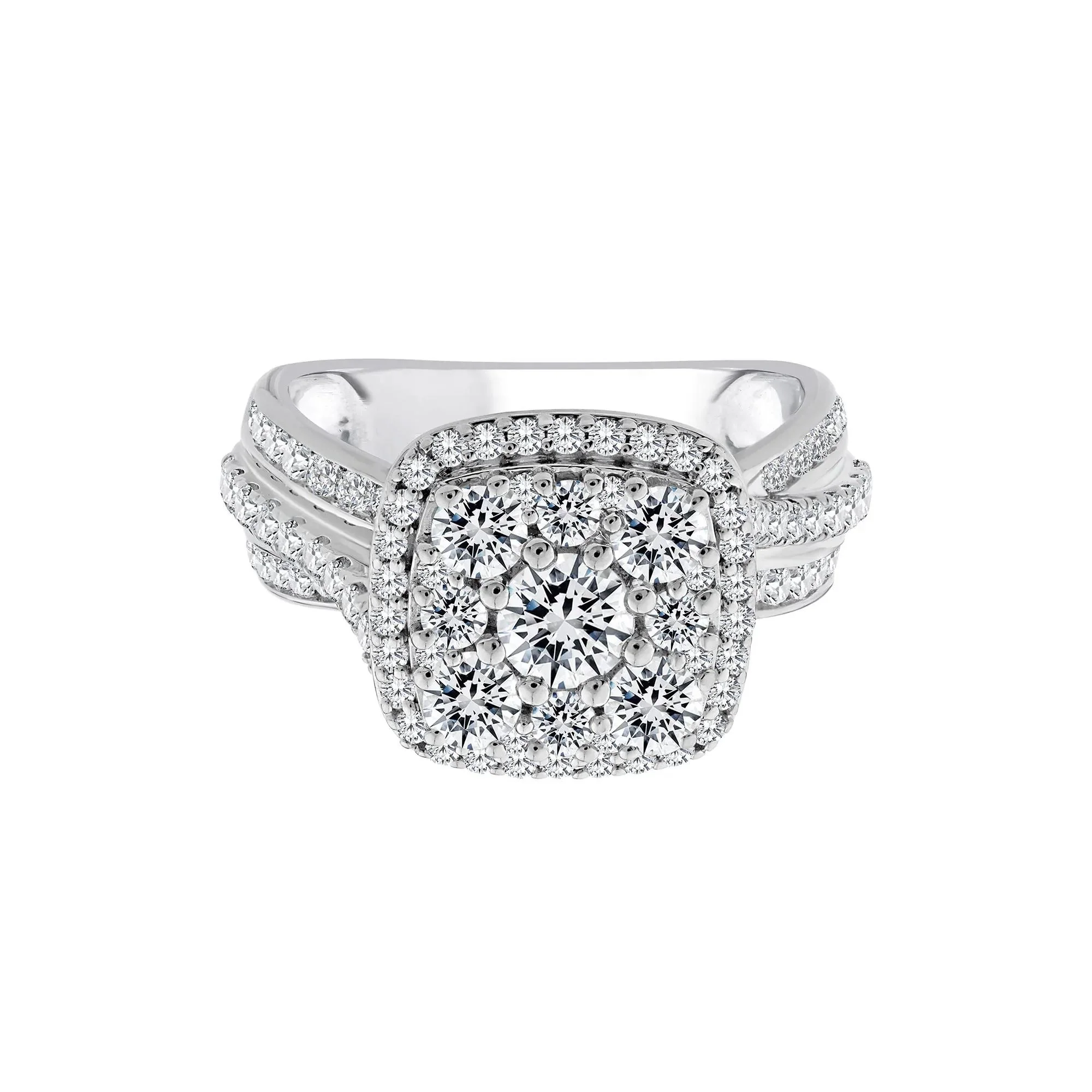 2 CT. Tw. Diamond Composite Engagement Ring 10K White Gold Size 8.5 3mm