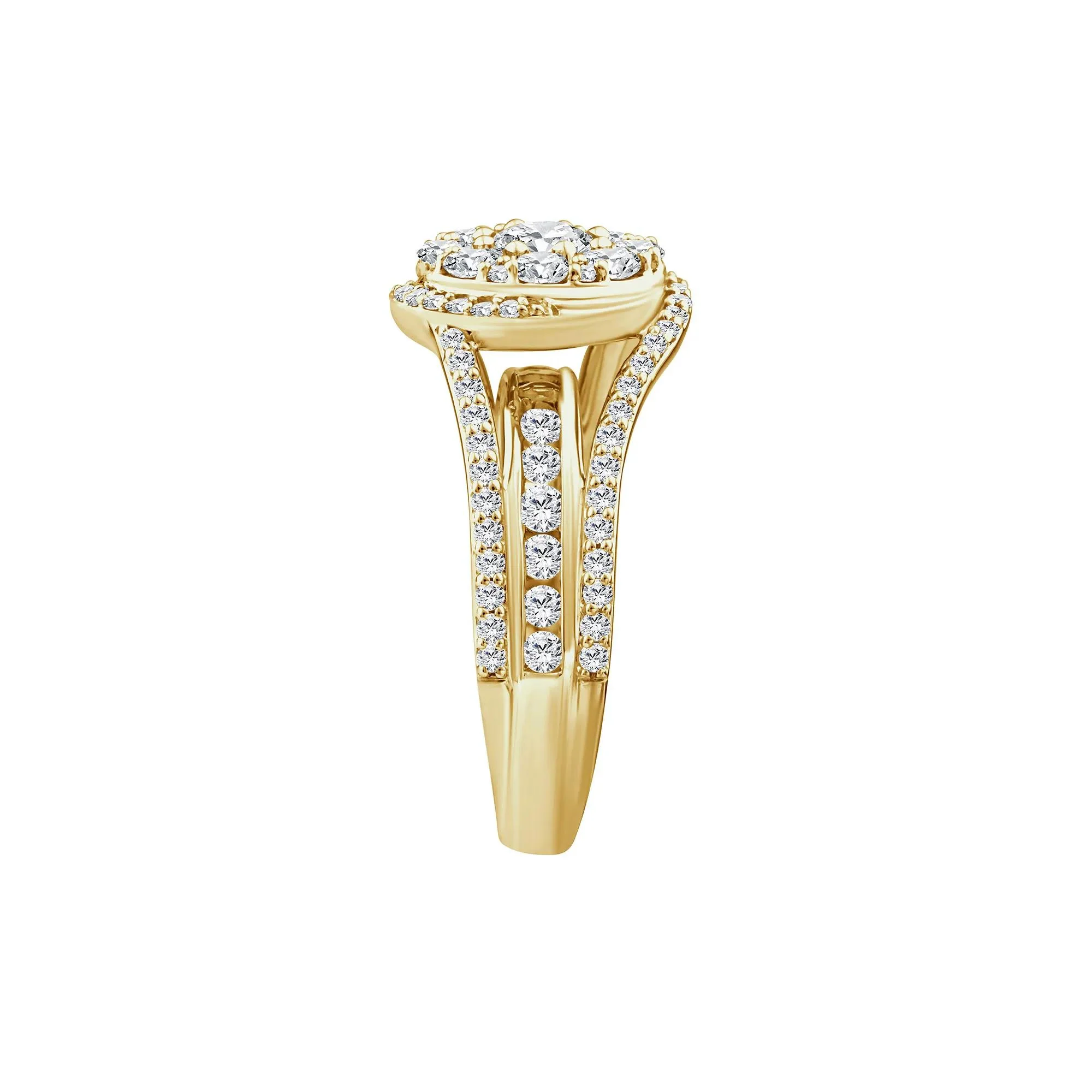 1 3/4 CT. Tw. Diamond Composite Engagement Ring 10K Yellow Gold Round Brilliant Cut Size 7 2.5mm - Image 3
