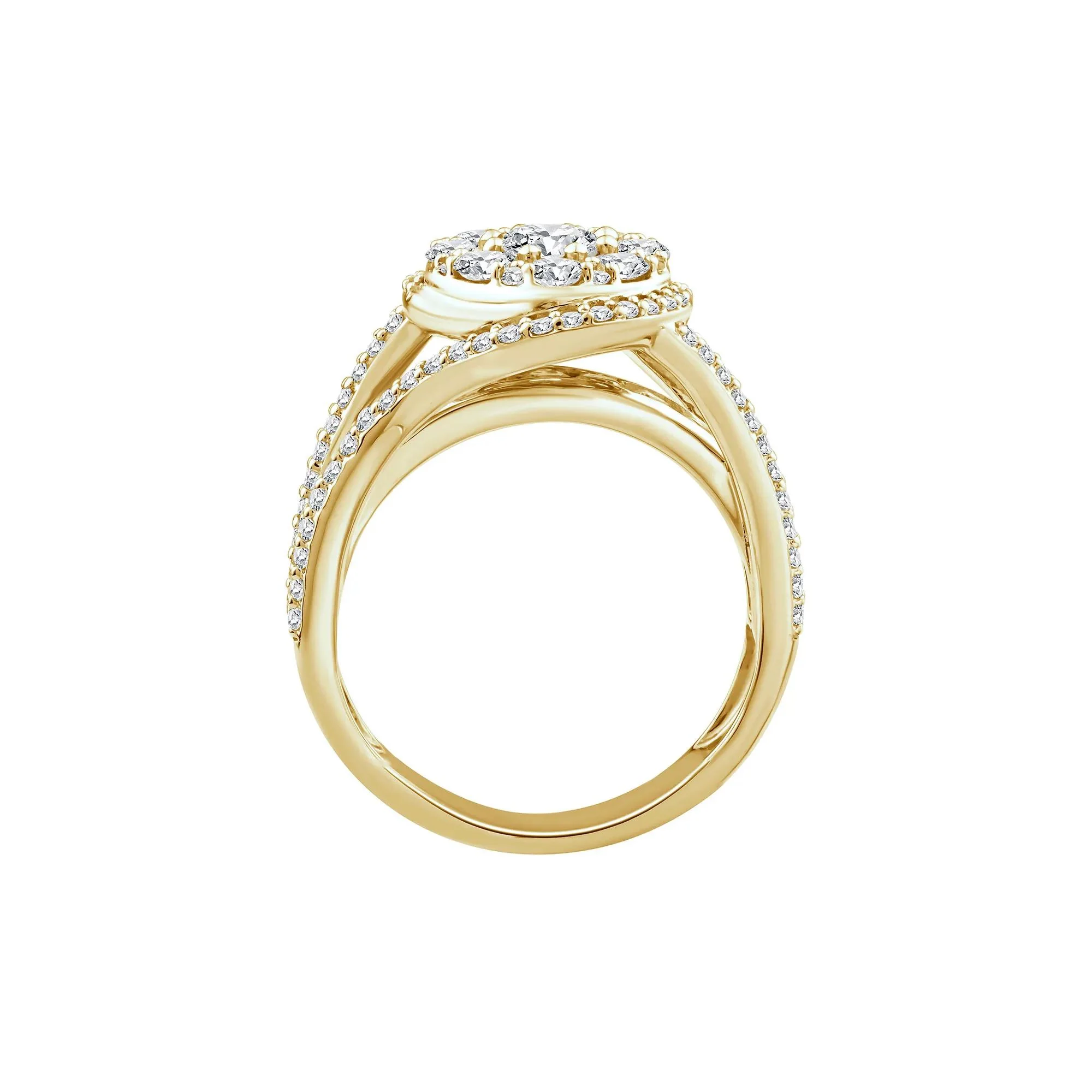 1 3/4 CT. Tw. Diamond Composite Engagement Ring 10K Yellow Gold Round Brilliant Cut Size 7.5 2.5mm - Image 2