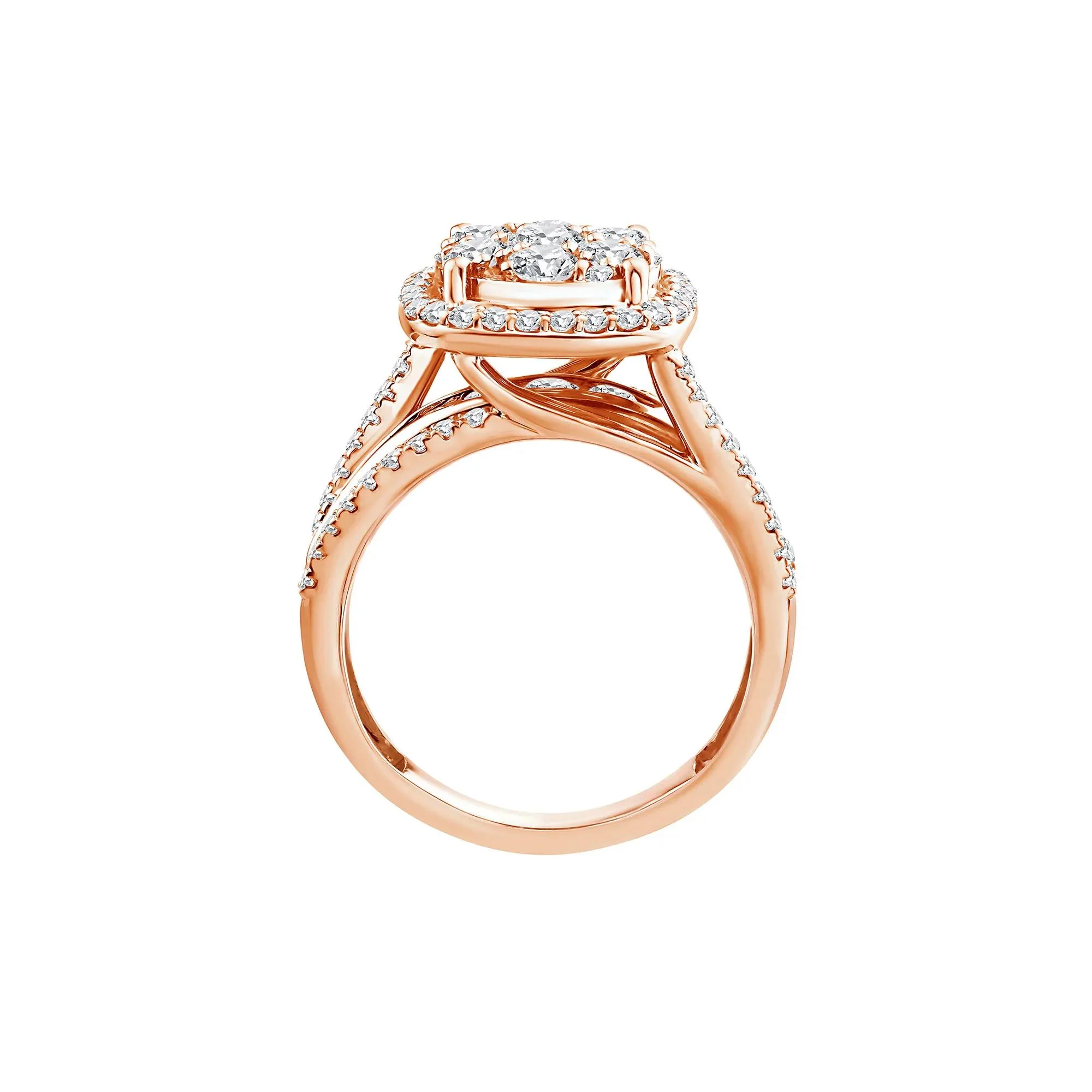 2 CT. Tw. Diamond Composite Engagement Ring 10K Rose Gold Round Brilliant Cut Size 6.5 2.5mm - Image 2
