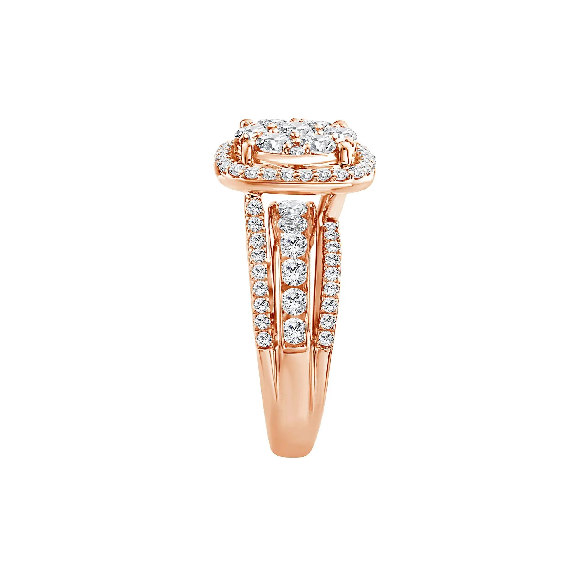 2 CT. Tw. Diamond Composite Engagement Ring 10K Rose Gold Round Brilliant Cut Size 8 2.5mm - Image 3