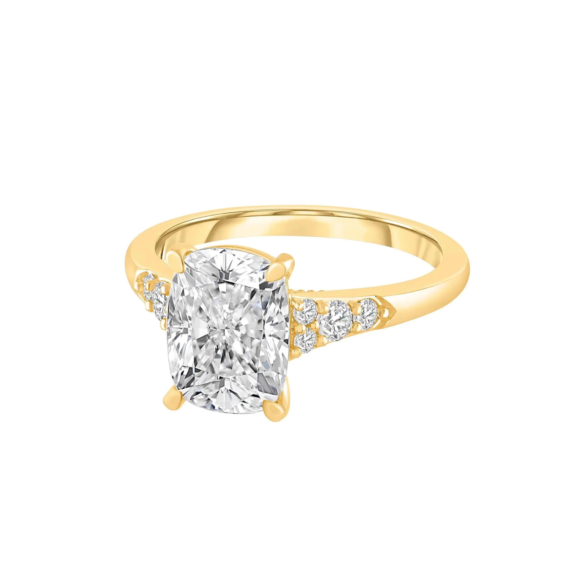 3 1/4 CT. Tw. Lab Grown Diamond Elongated Cushion Engagement Ring 14K Yellow Gold Size 6.5 10.5mm - Image 4