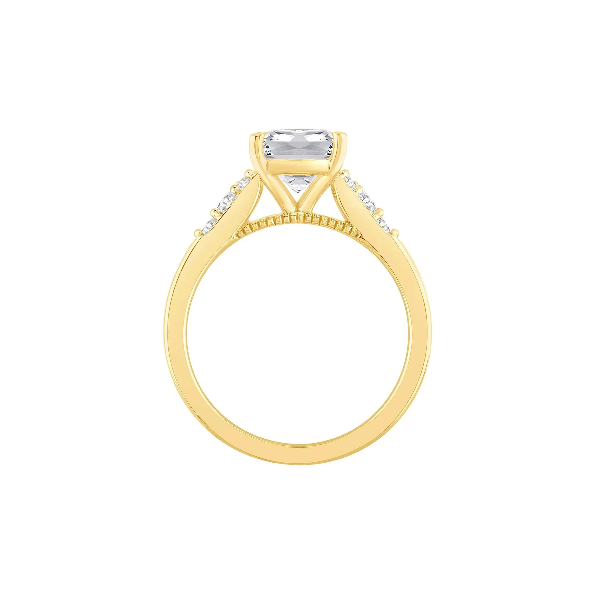3 1/4 CT. Tw. Lab Grown Diamond Elongated Cushion Engagement Ring 14K Yellow Gold Size 7 10.5mm - Image 2