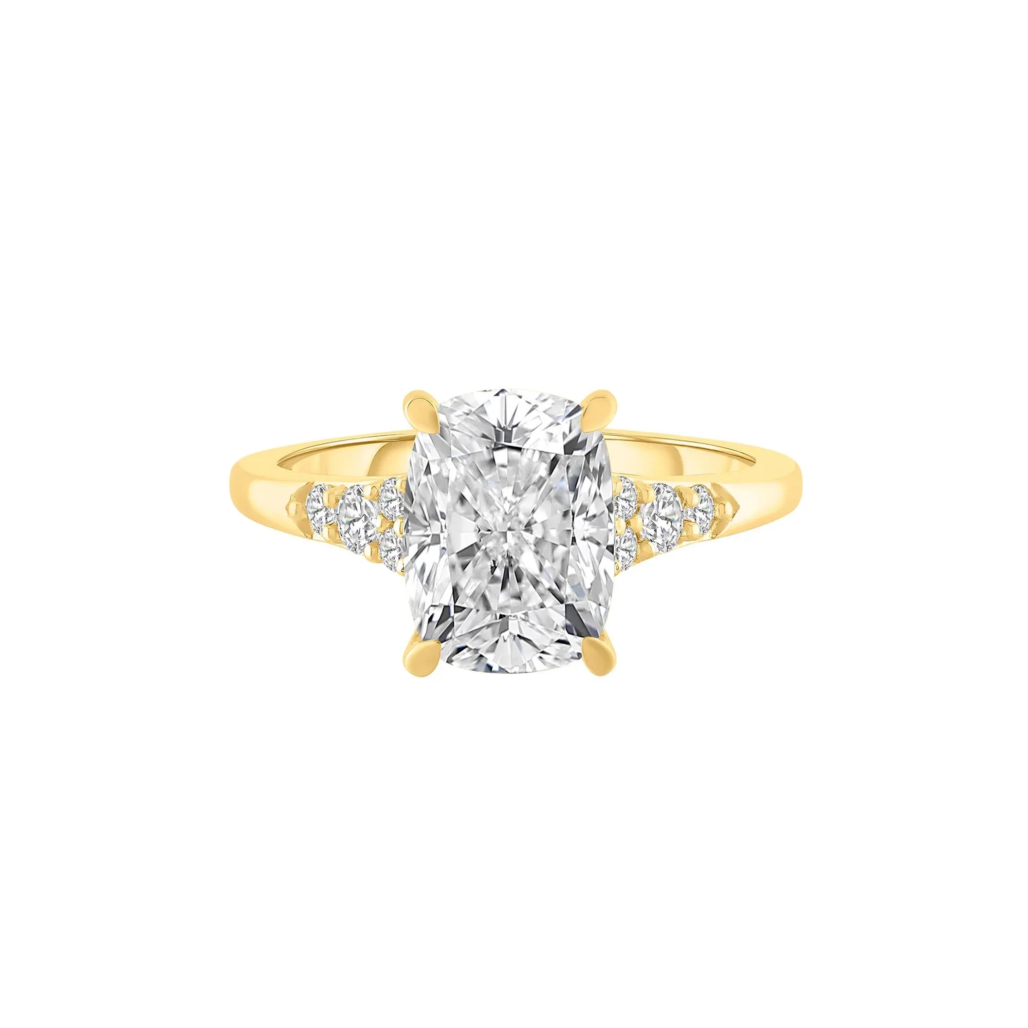 3 1/4 CT. Tw. Lab Grown Diamond Elongated Cushion Engagement Ring 14K Yellow Gold Size 8.5 10.5mm