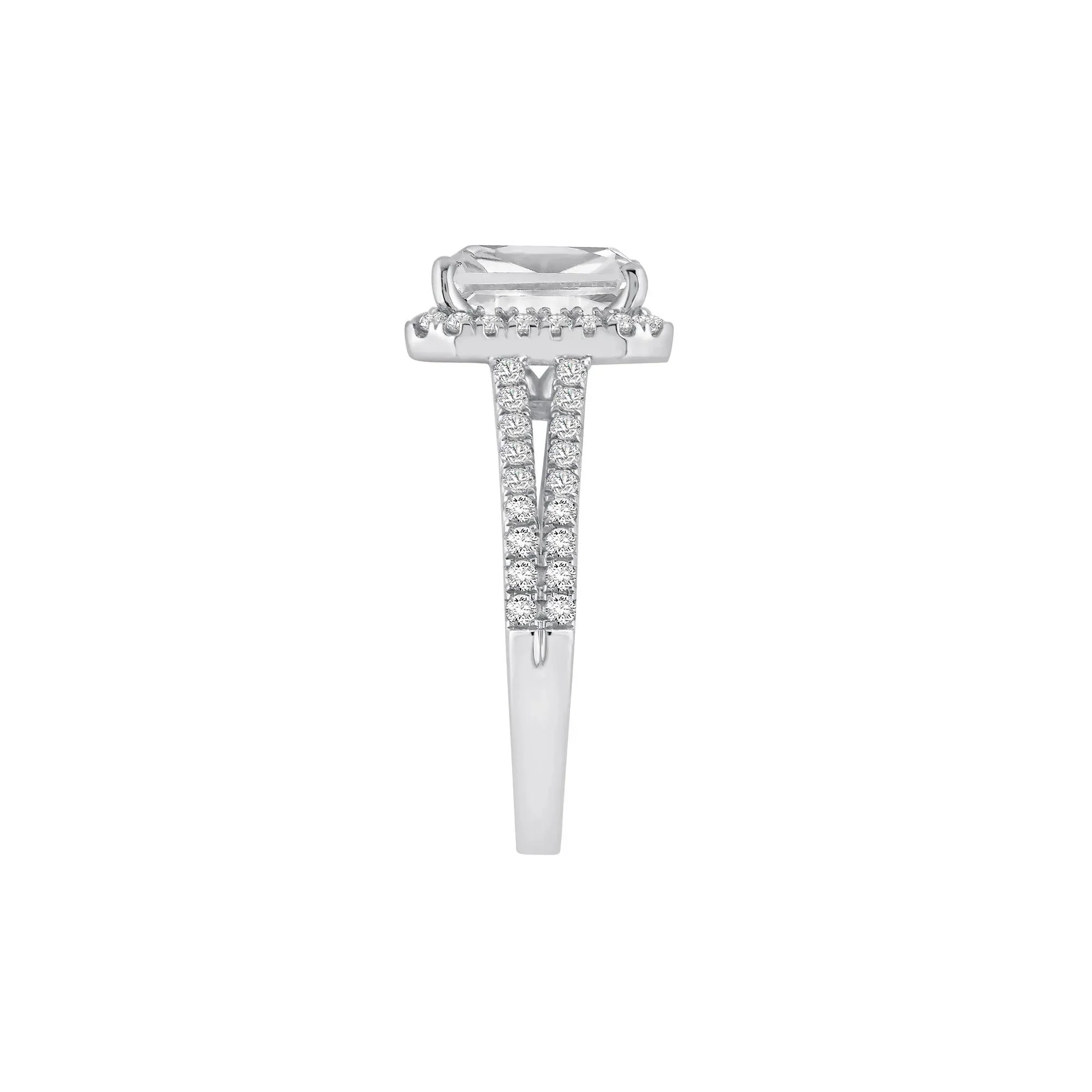 3 CT. Tw. Lab Grown Diamond Radiant-Cut Halo Engagement Ring 14K White Gold Size 6.5 11.5mm - Image 3
