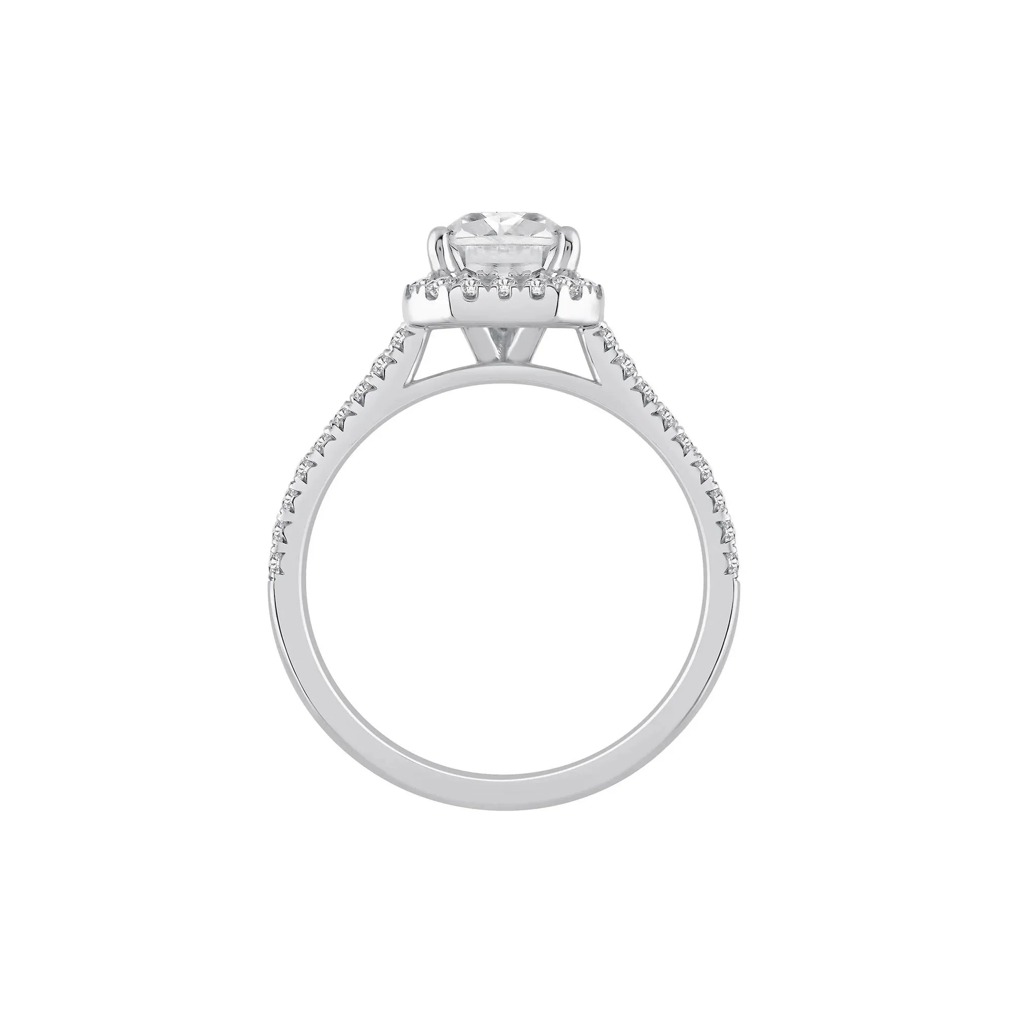 3 CT. Tw. Lab Grown Diamond Radiant-Cut Halo Engagement Ring 14K White Gold Size 8 11.5mm - Image 2