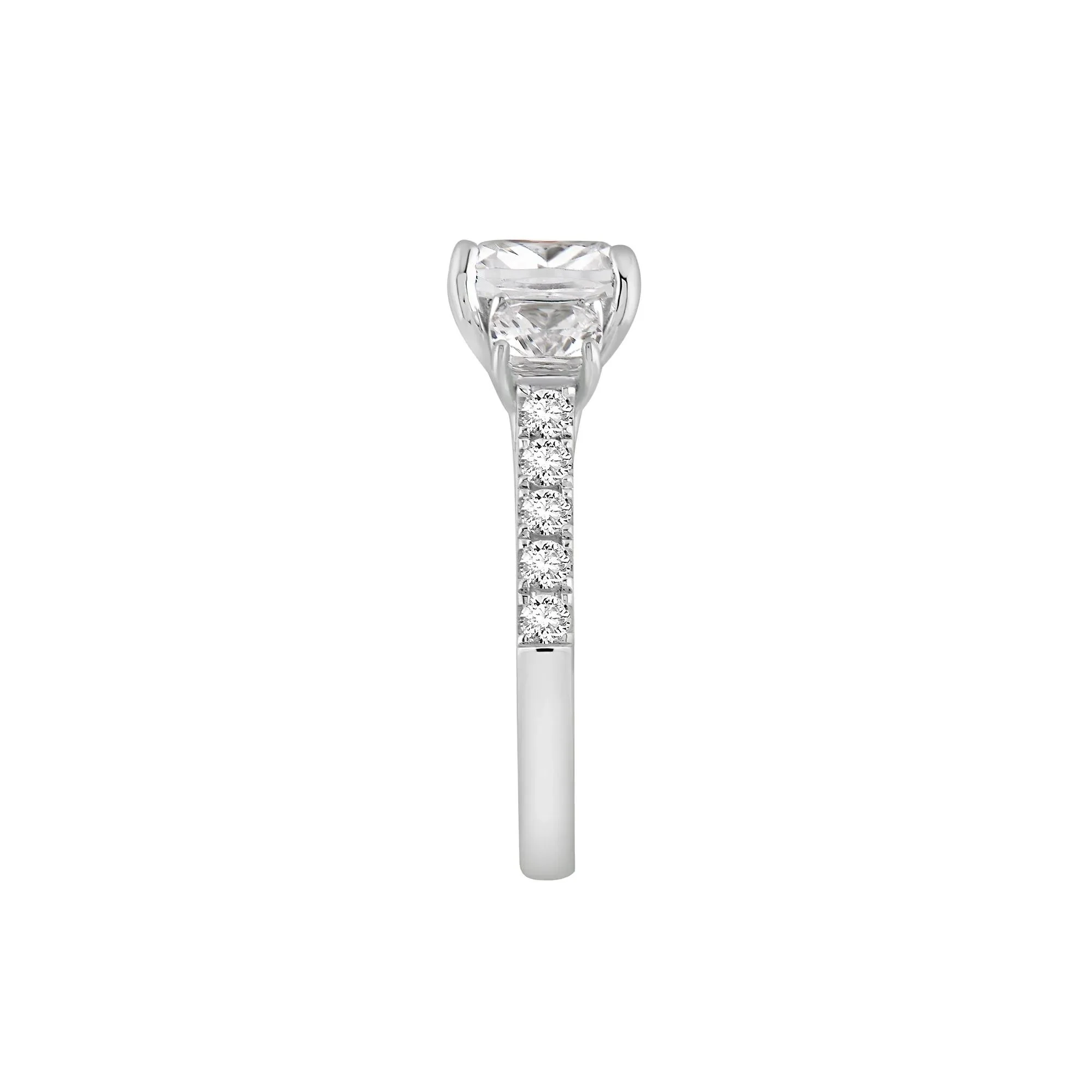 4 CT. Tw. Lab Grown Diamond Cushion-Cut Engagement Ring 14K White Gold Size 6.5 8.5mm - Image 3