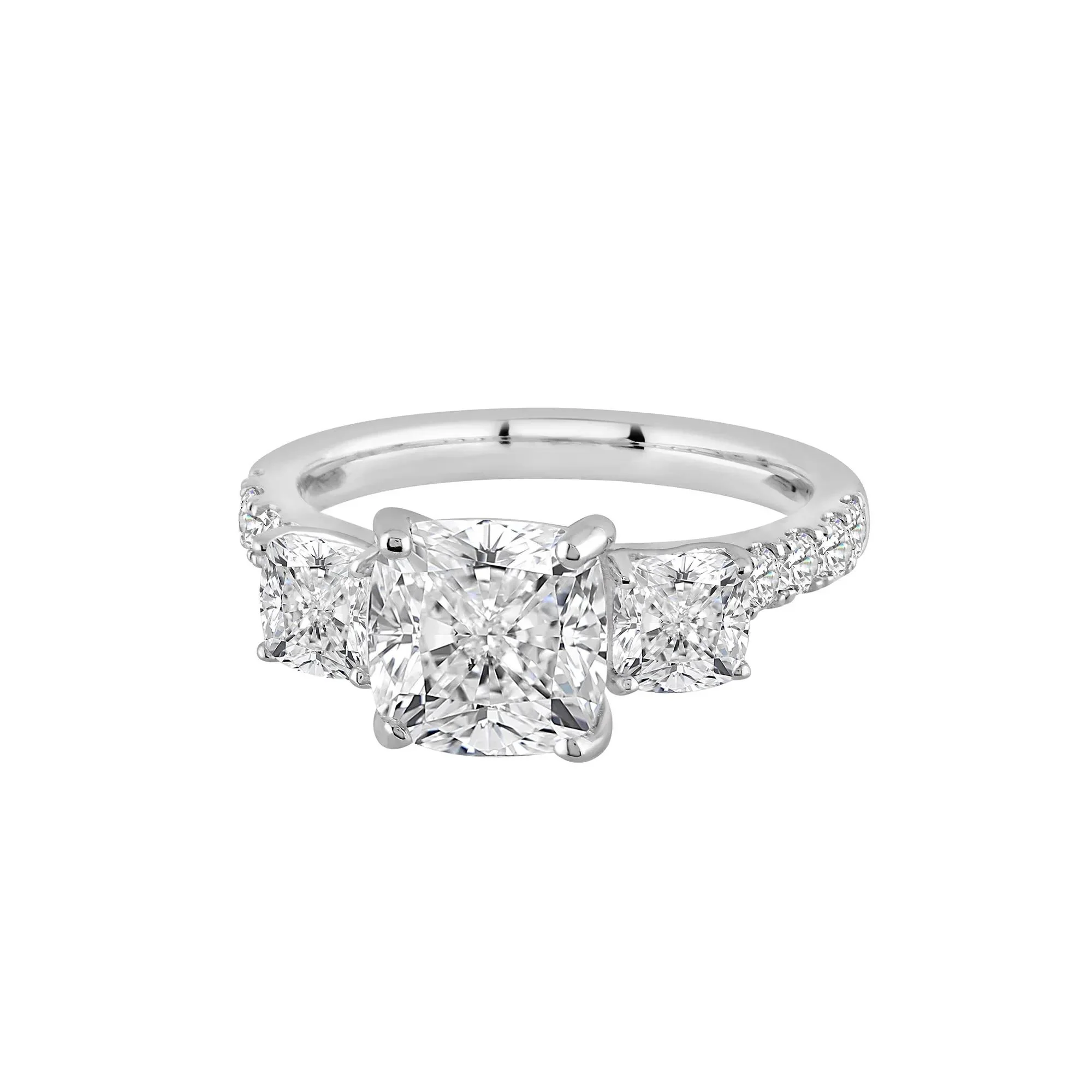 4 CT. Tw. Lab Grown Diamond Cushion-Cut Engagement Ring 14K White Gold Size 6.5 8.5mm - Image 4