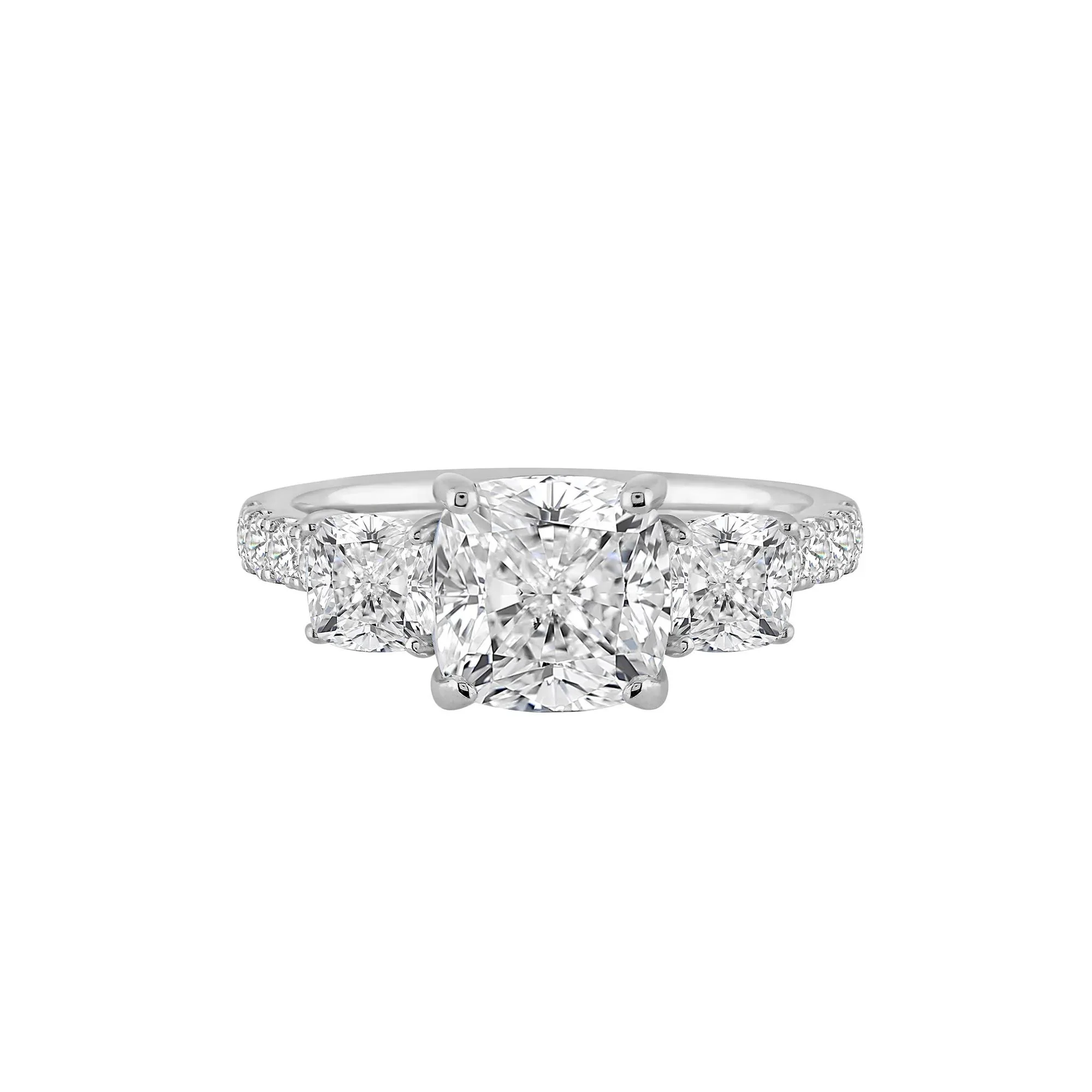4 CT. Tw. Lab Grown Diamond Cushion-Cut Engagement Ring 14K White Gold Size 7 8.5mm