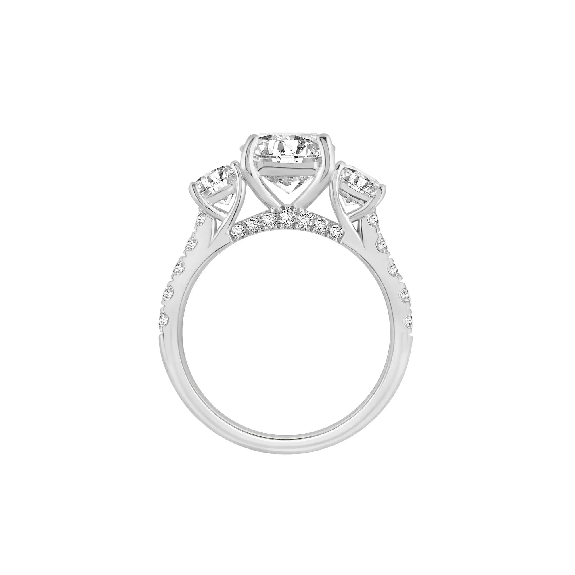 4 CT. Tw. Lab Grown Diamond Cushion-Cut Engagement Ring 14K White Gold Size 8.5mm - Image 2