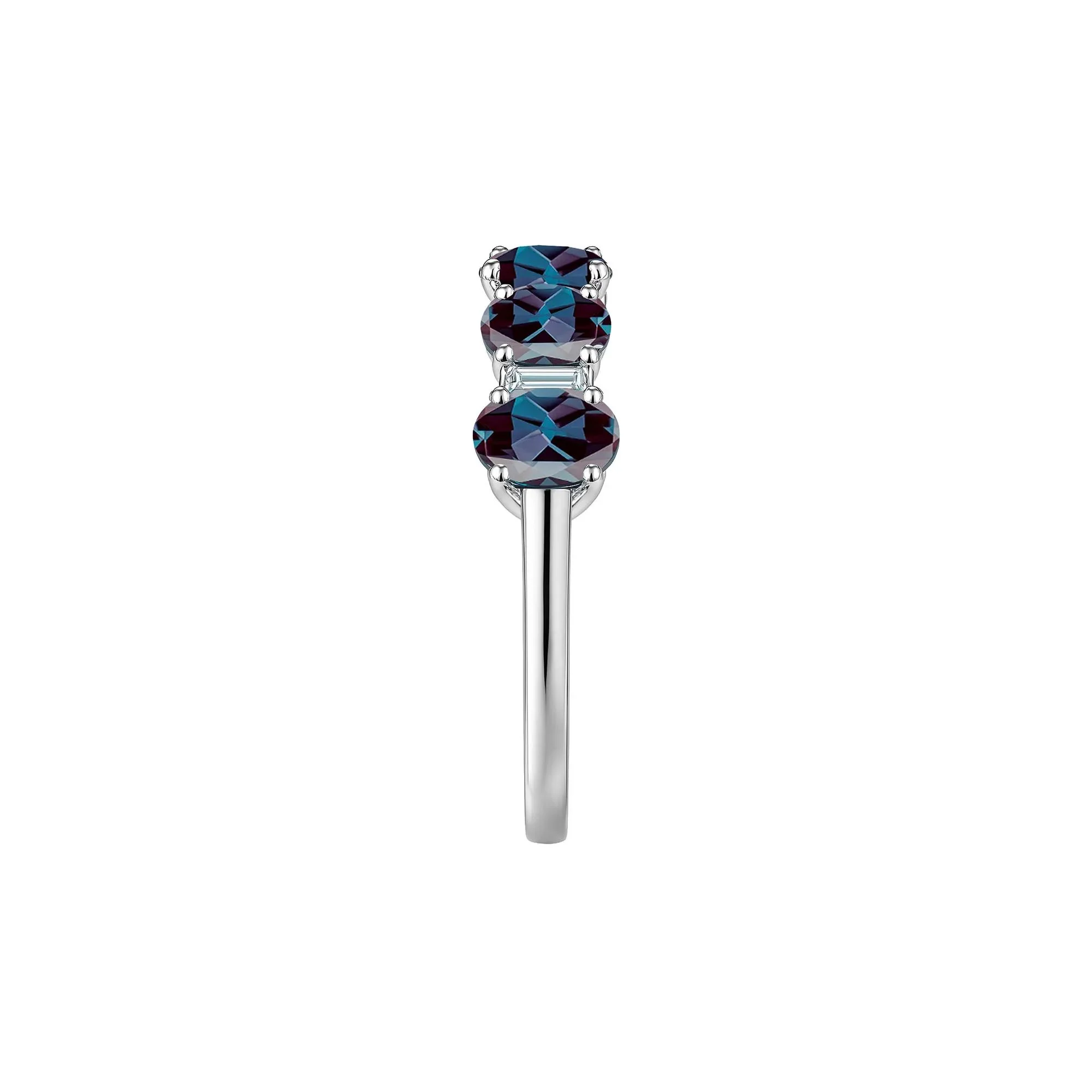 1/8 CT. Tw. Lab-Created Alexandrite and Diamond Ring 10K White Gold Size 7.5 1mm - Image 2