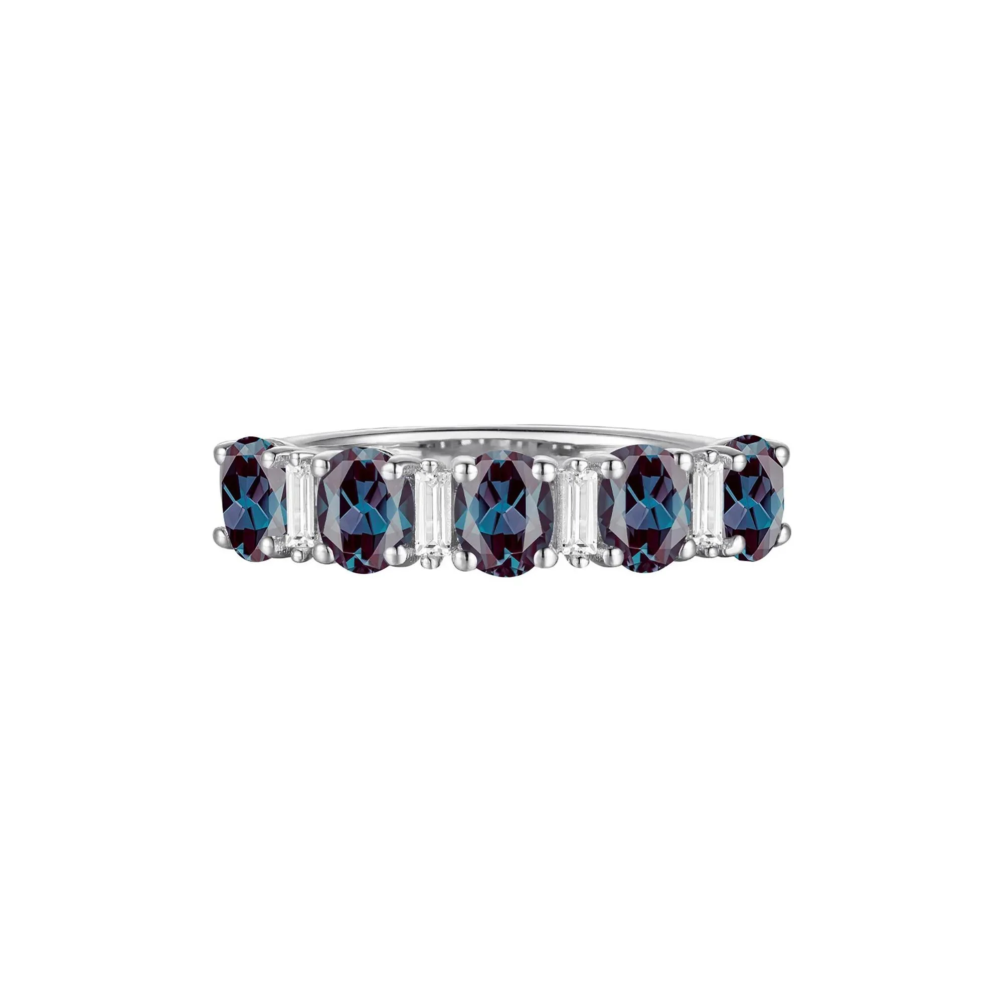 1/8 CT. Tw. Lab-Created Alexandrite and Diamond Ring 10K White Gold Size 8.5 1mm