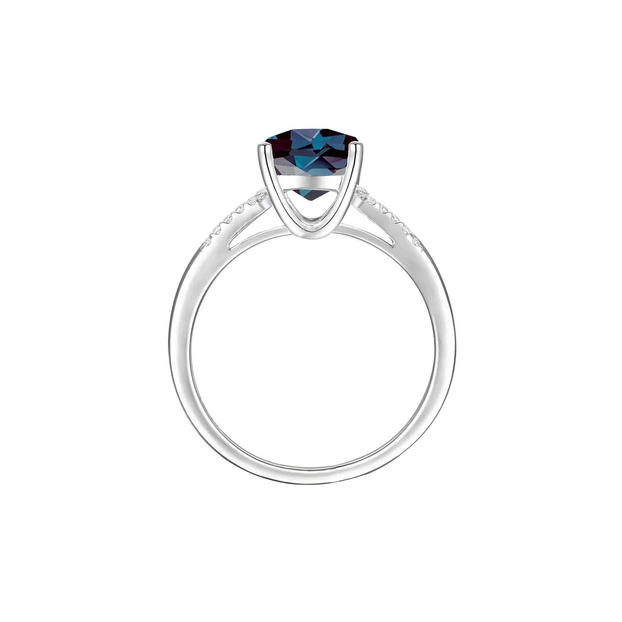 1/7 CT. Tw. Lab-Created Alexandrite and Diamond Ring 10K White Gold Size 8 1mm - Image 3