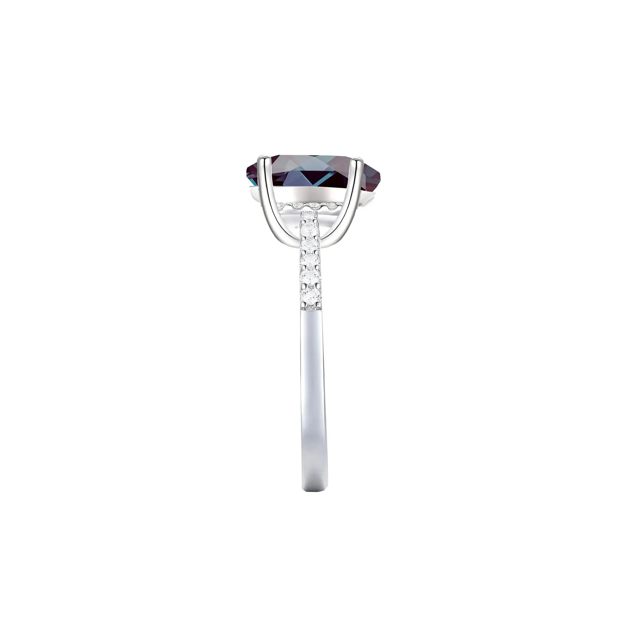 1/7 CT. Tw. Lab-Created Alexandrite and Diamond Ring 10K White Gold Size 9 1mm - Image 2
