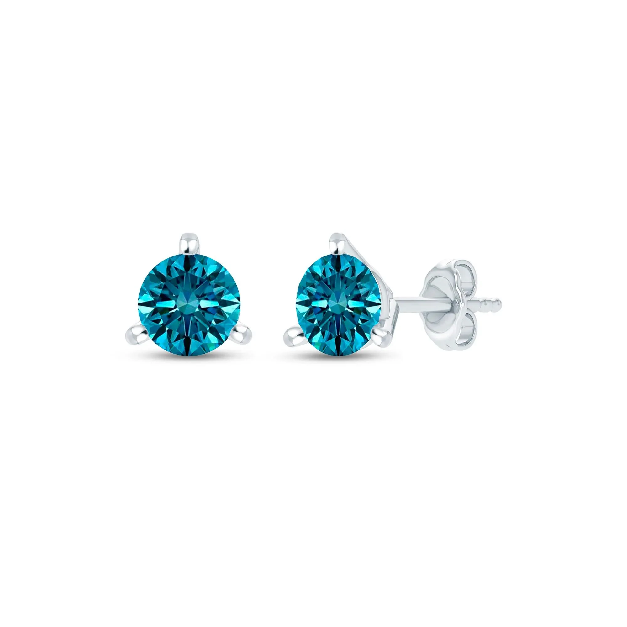 2 1/2 CT. Tw. Lab Grown Diamond Blue Stud Earrings 10K White Gold Size 9.20mm