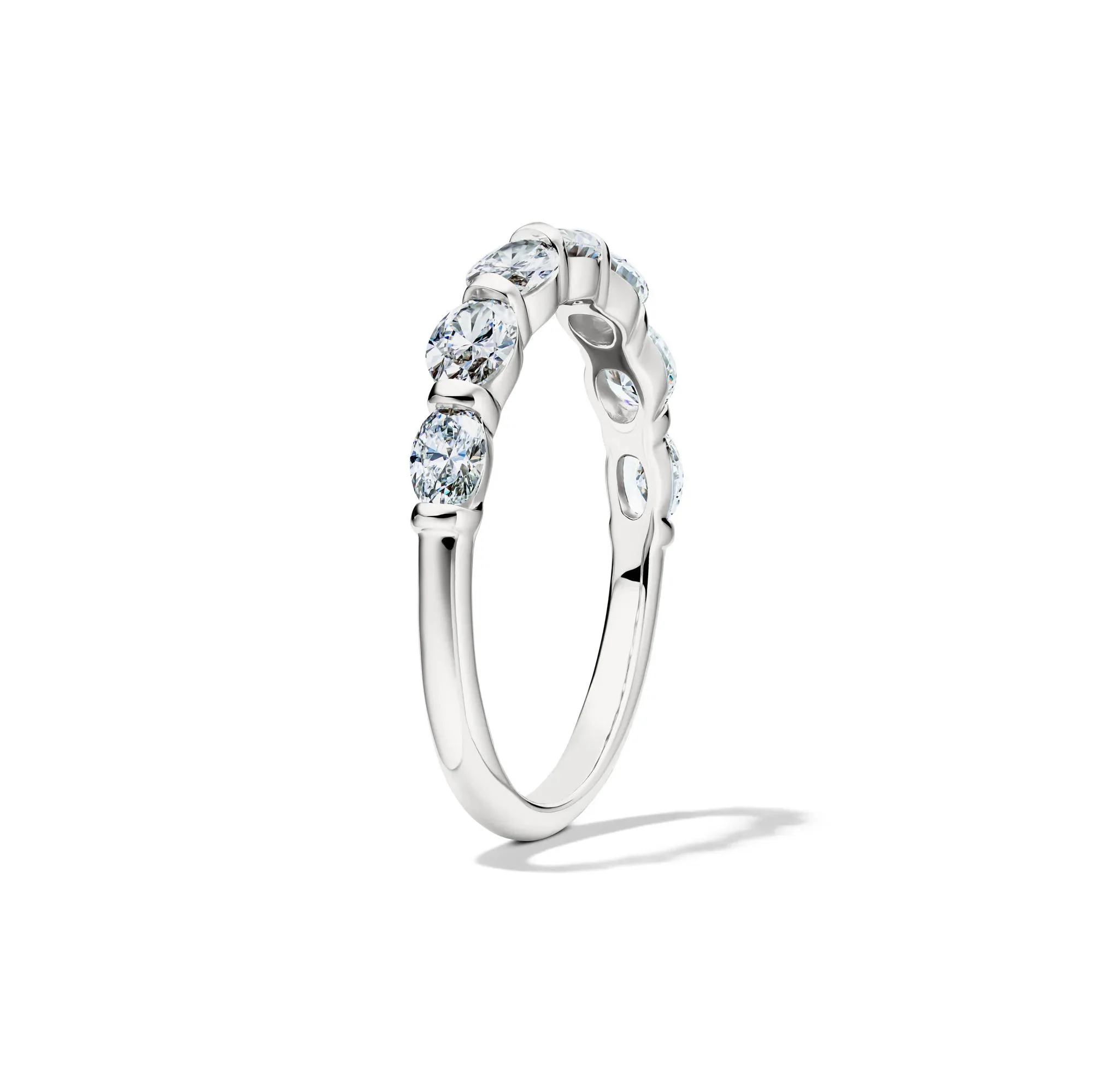 1 CT. Tw. Lab Grown Diamond Seven-Stone Wedding Band Ring 14K White Gold Size 5.5 2mm - Image 3