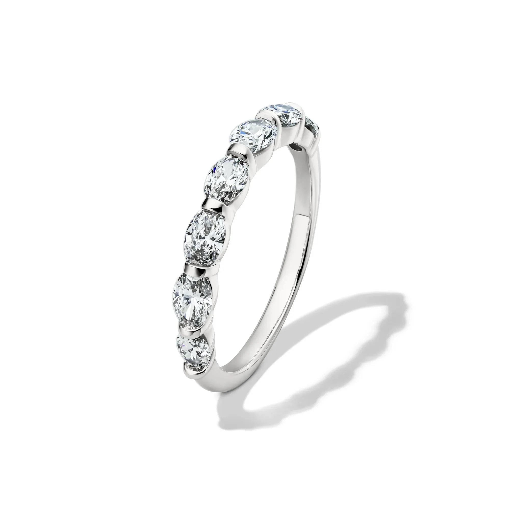 1 CT. Tw. Lab Grown Diamond Seven-Stone Wedding Band Ring 14K White Gold Size 6.5 2mm - Image 4