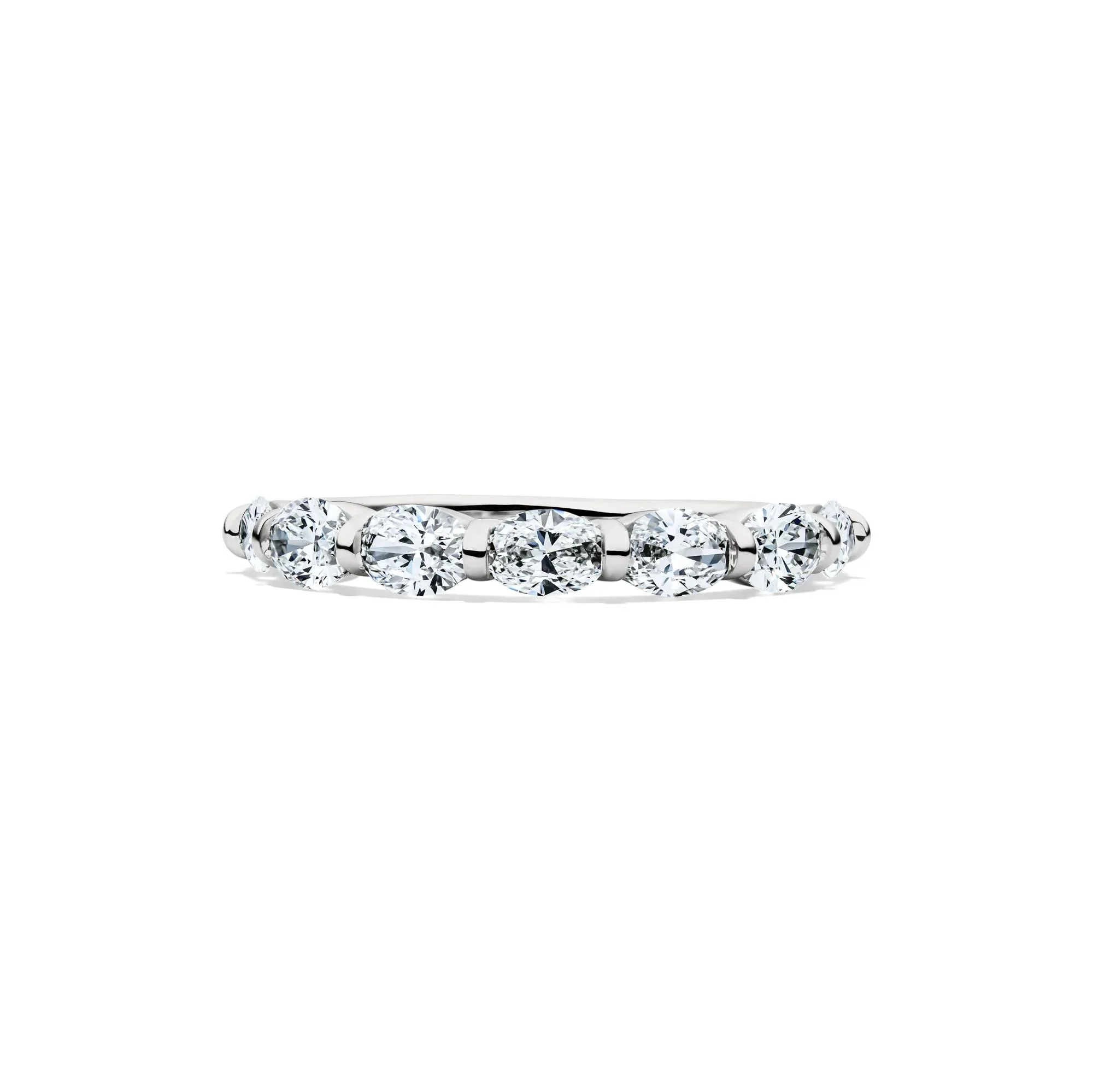 1 CT. Tw. Lab Grown Diamond Seven-Stone Wedding Band Ring 14K White Gold Size 8.5 2mm
