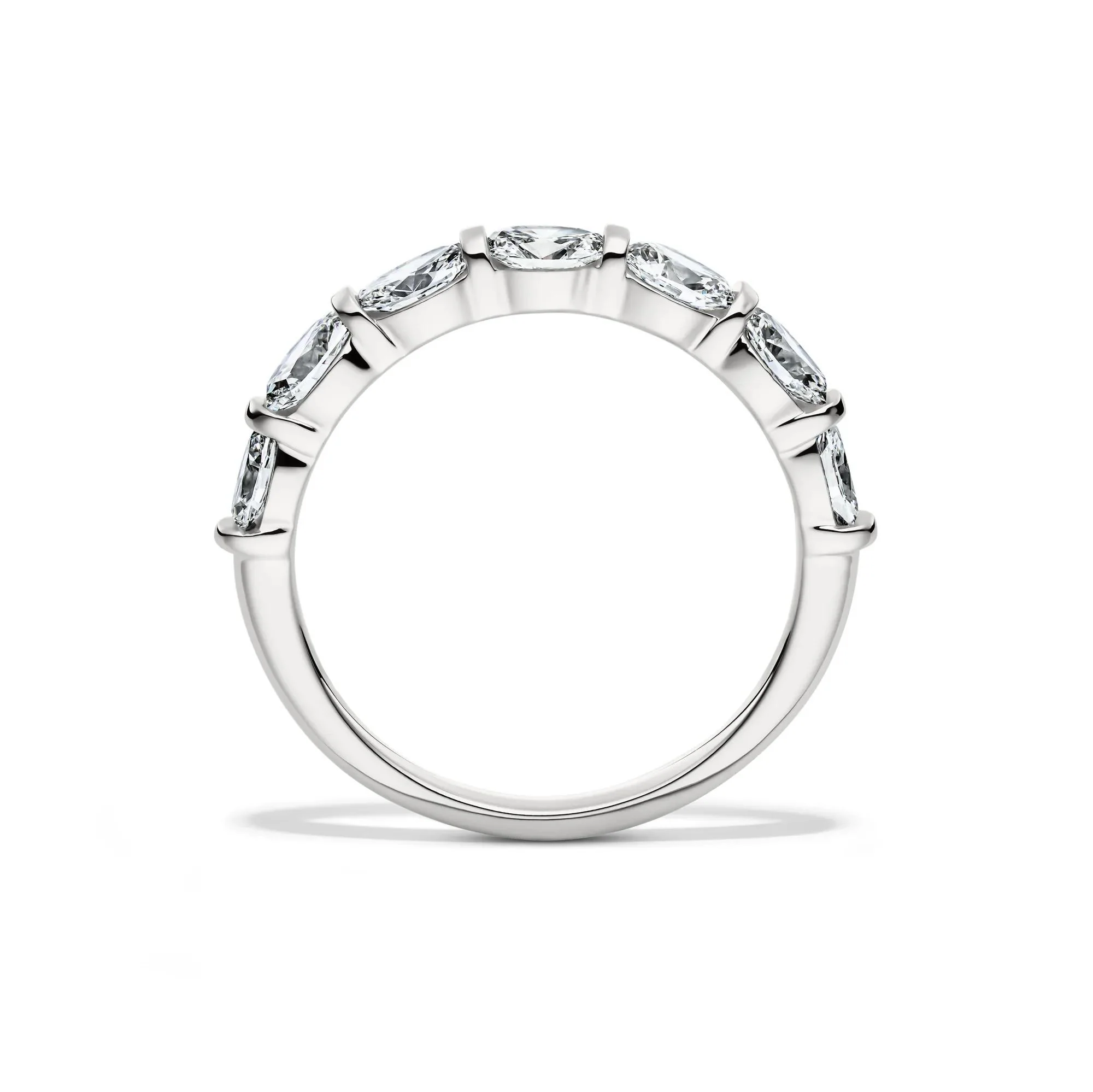 1 CT. Tw. Lab Grown Diamond Seven-Stone Wedding Band Ring 14K White Gold Size 8.5 2mm - Image 2