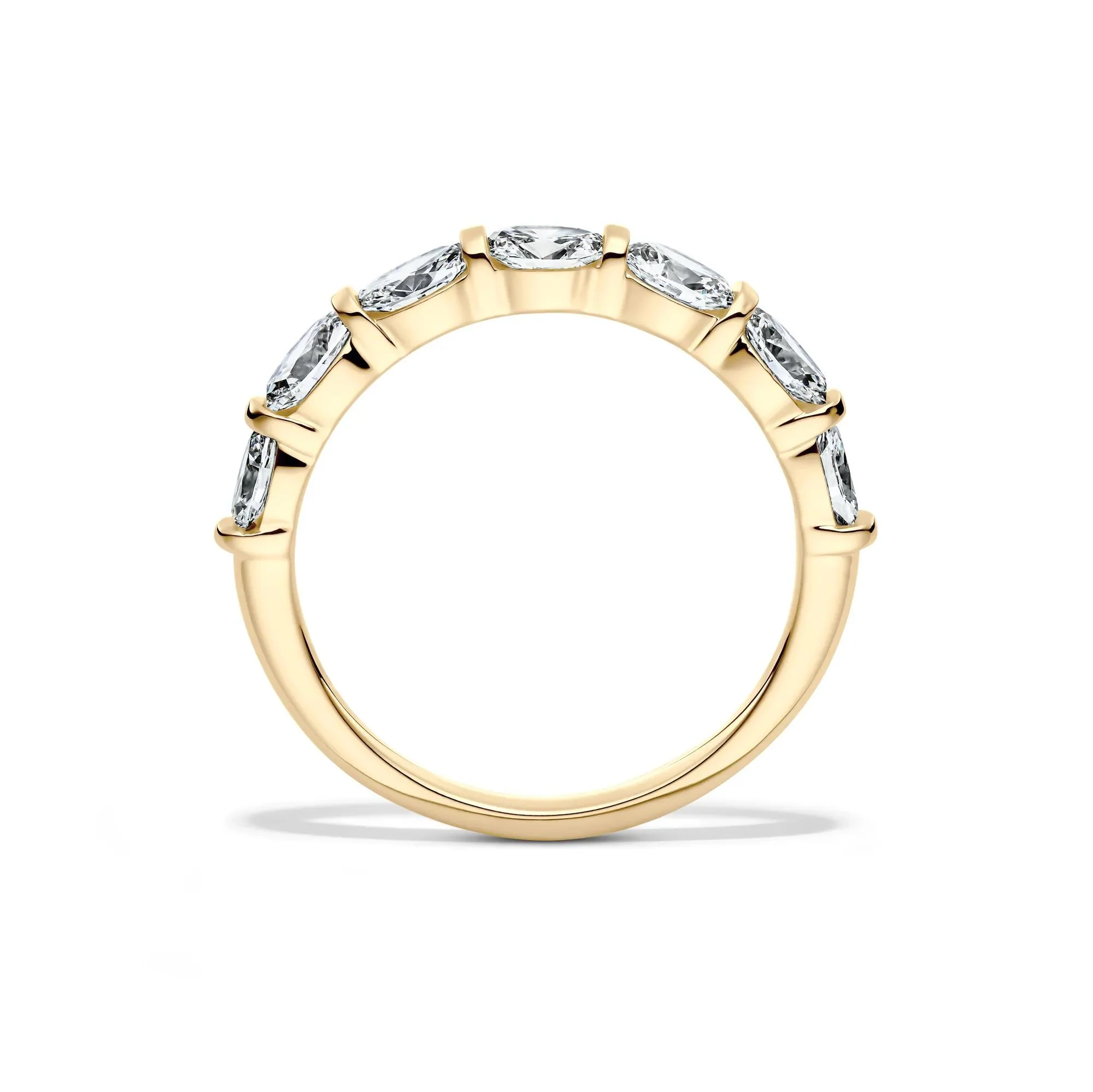 1 CT. Tw. Lab Grown Diamond Seven-Stone Wedding Band Ring 14K Yellow Gold Size 5 2mm - Image 2