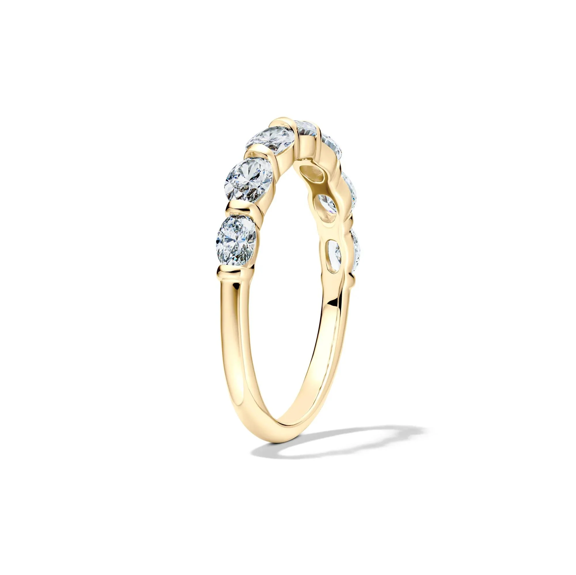 1 CT. Tw. Lab Grown Diamond Seven-Stone Wedding Band Ring 14K Yellow Gold Size 6 2mm - Image 3