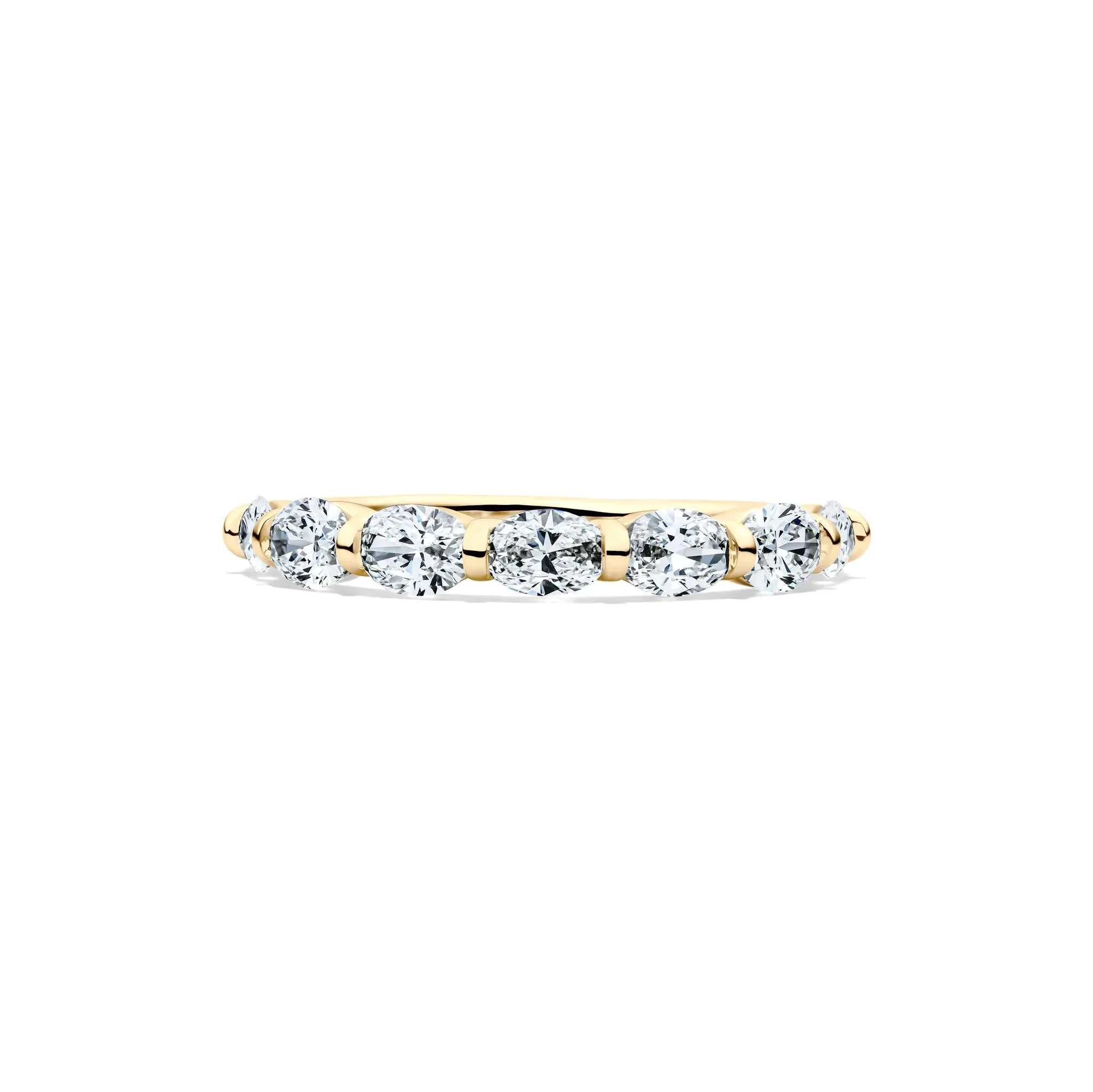 1 CT. Tw. Lab Grown Diamond Seven-Stone Wedding Band Ring 14K Yellow Gold Size 6.5 2mm