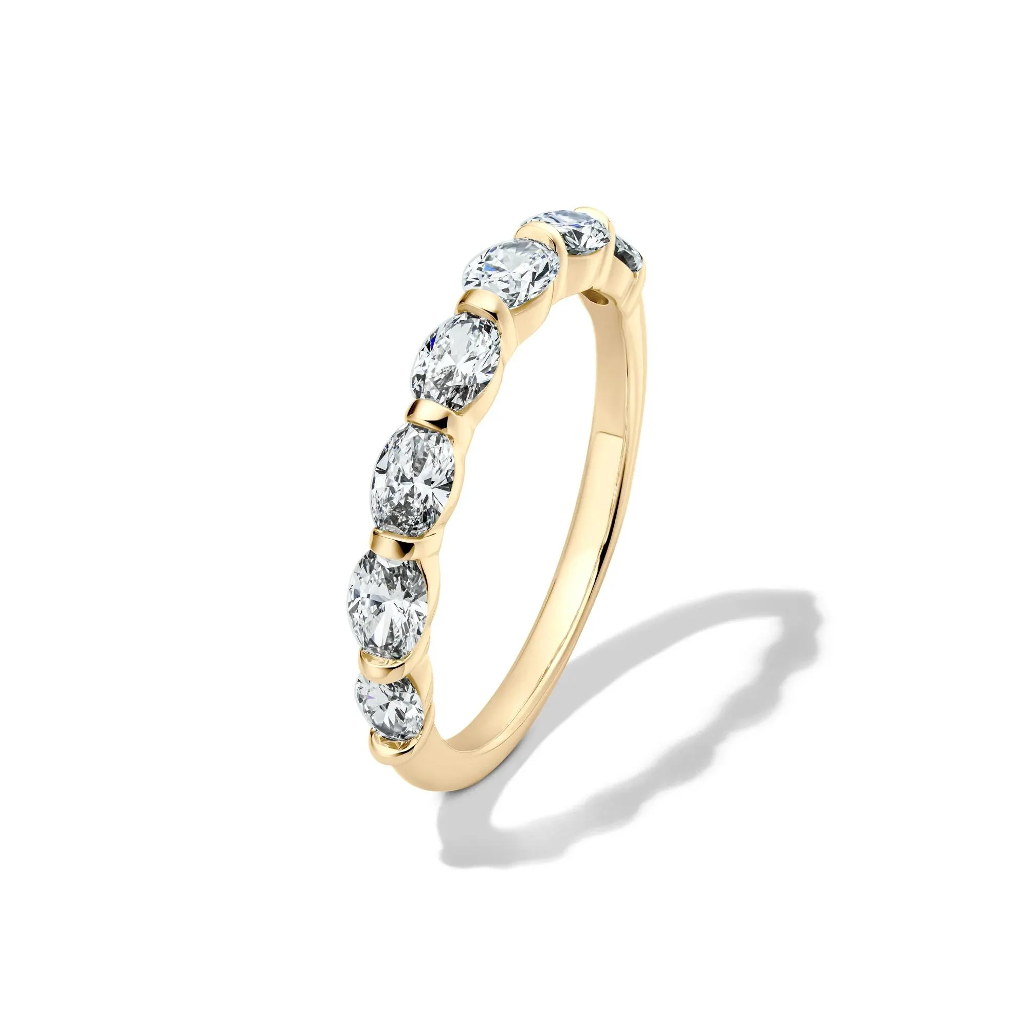 1 CT. Tw. Lab Grown Diamond Seven-Stone Wedding Band Ring 14K Yellow Gold Size 6.5 2mm - Image 4