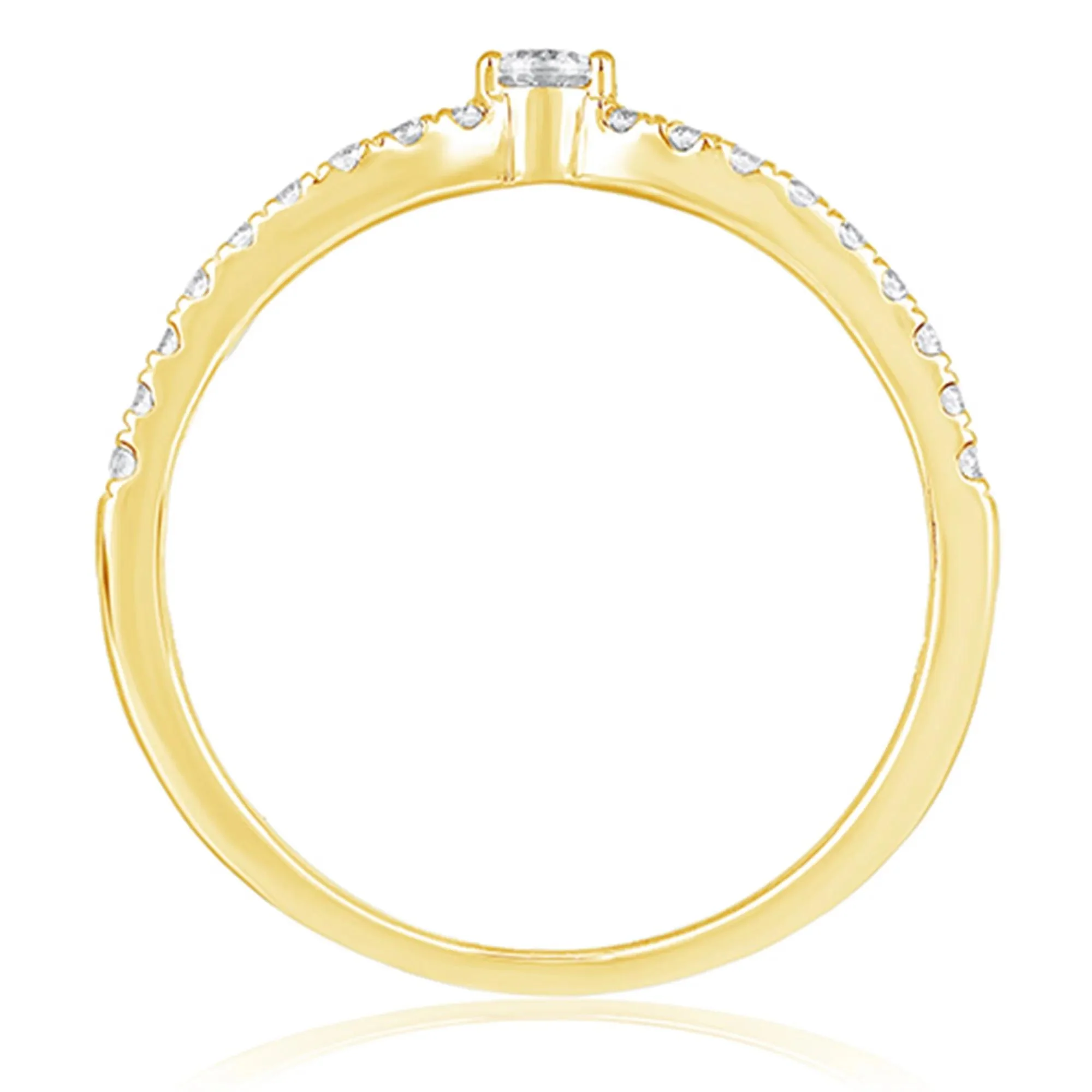 1/5 CT. Tw. Diamond Contour Band Ring 10K Yellow Gold Size 7 - Image 2
