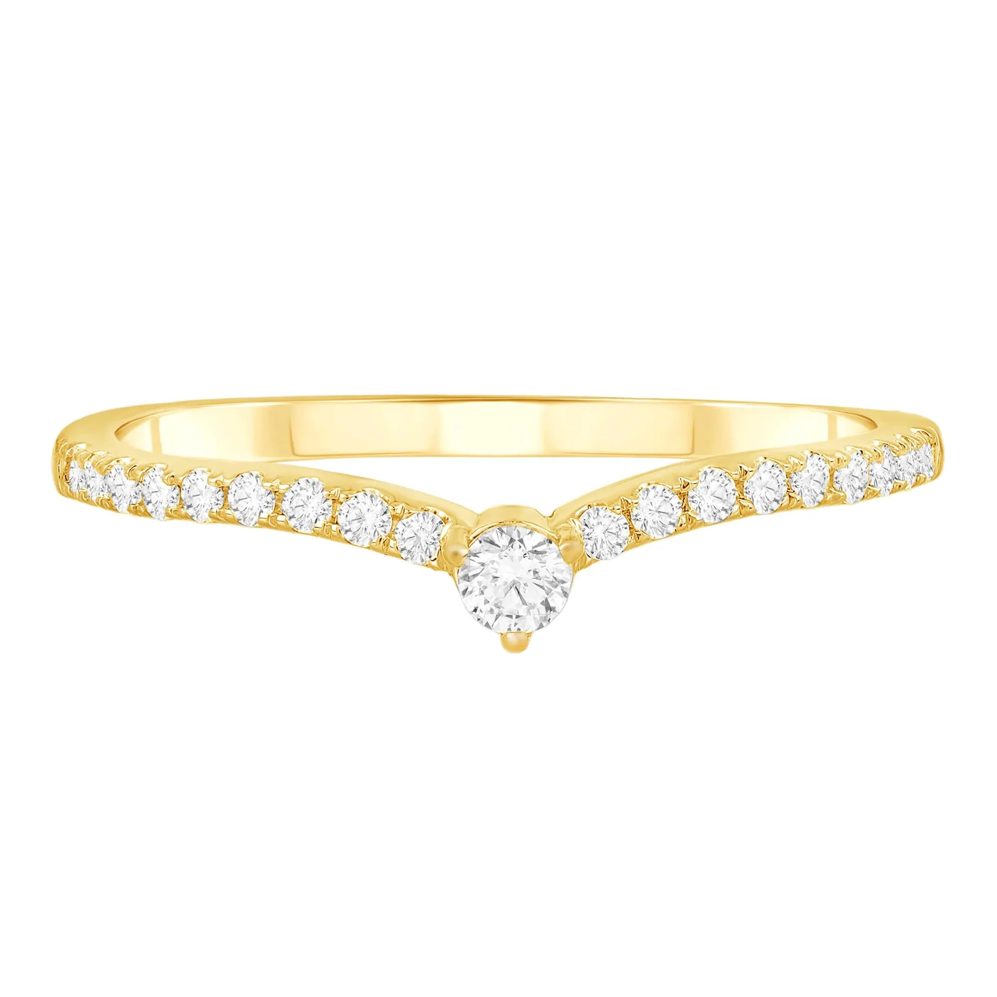 1/5 CT. Tw. Diamond Contour Band Ring 10K Yellow Gold Size 7.5