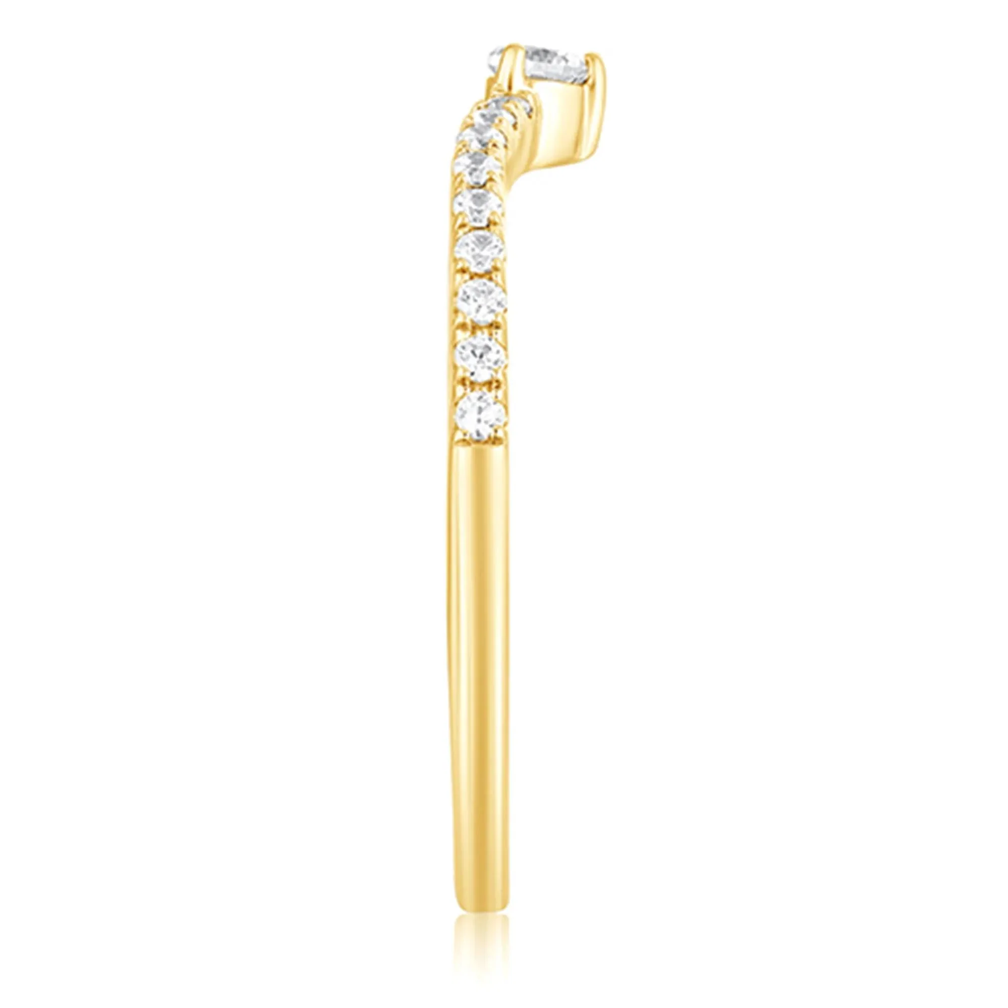 1/5 CT. Tw. Diamond Contour Band Ring 10K Yellow Gold Size 8 - Image 3
