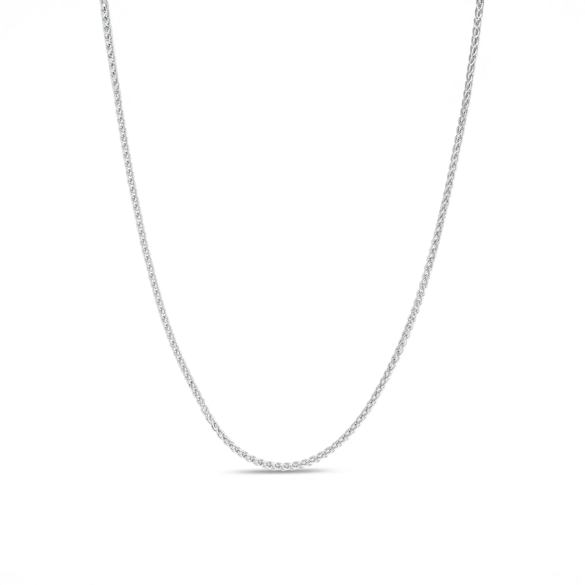 Wheat Chain 14K White Gold Necklace Size 22"