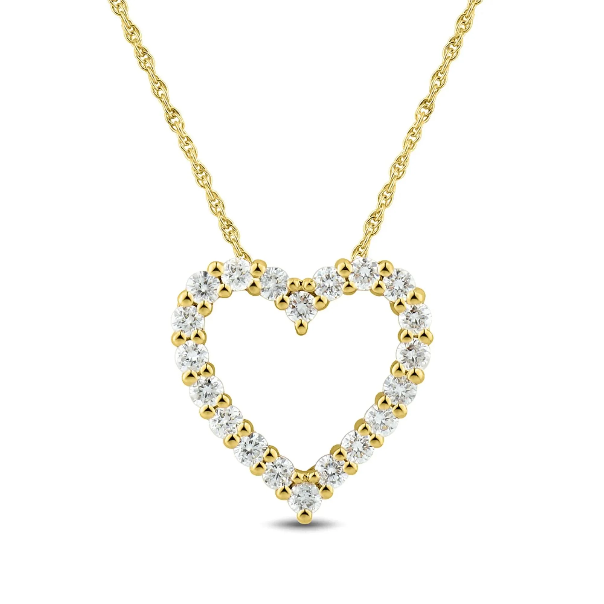 1/2 CT. Tw. Lab Grown Diamond Round Heart Pendant Necklace 10K Yellow Gold Size 18"