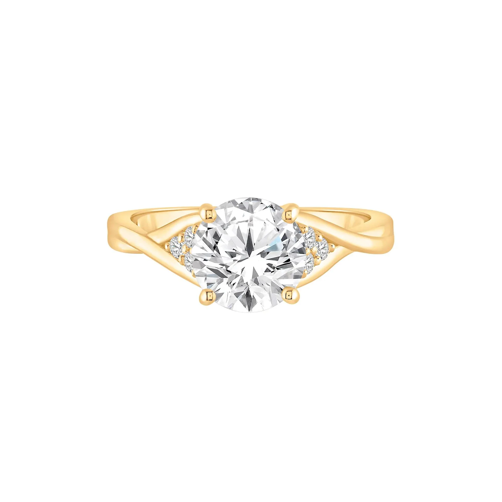 2 CT. Tw. Lab Grown Diamond Round Engagement Ring 14K Yellow Gold Round Brilliant Cut Size 9 8mm