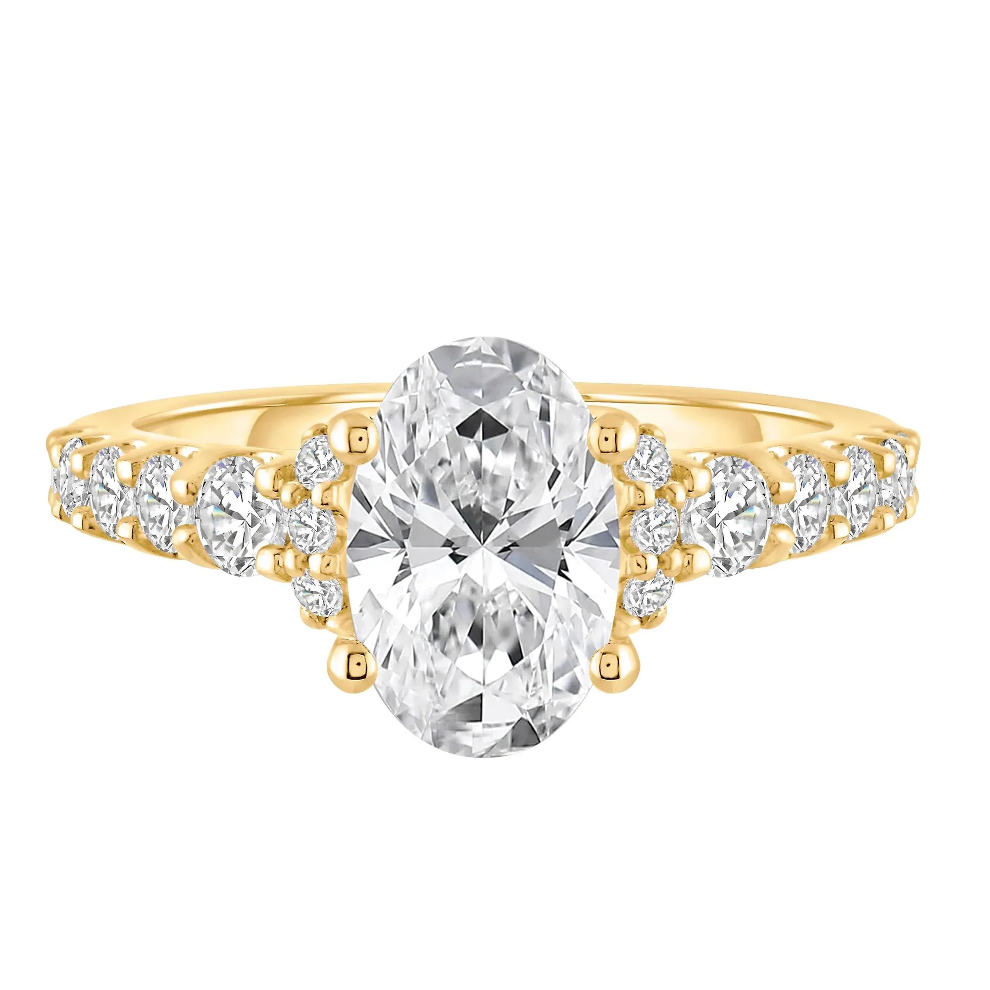 2 3/4 CT. Tw. Lab Grown Diamond Engagement Ring 14K Yellow Gold Round Brilliant Cut Size 8 10mm