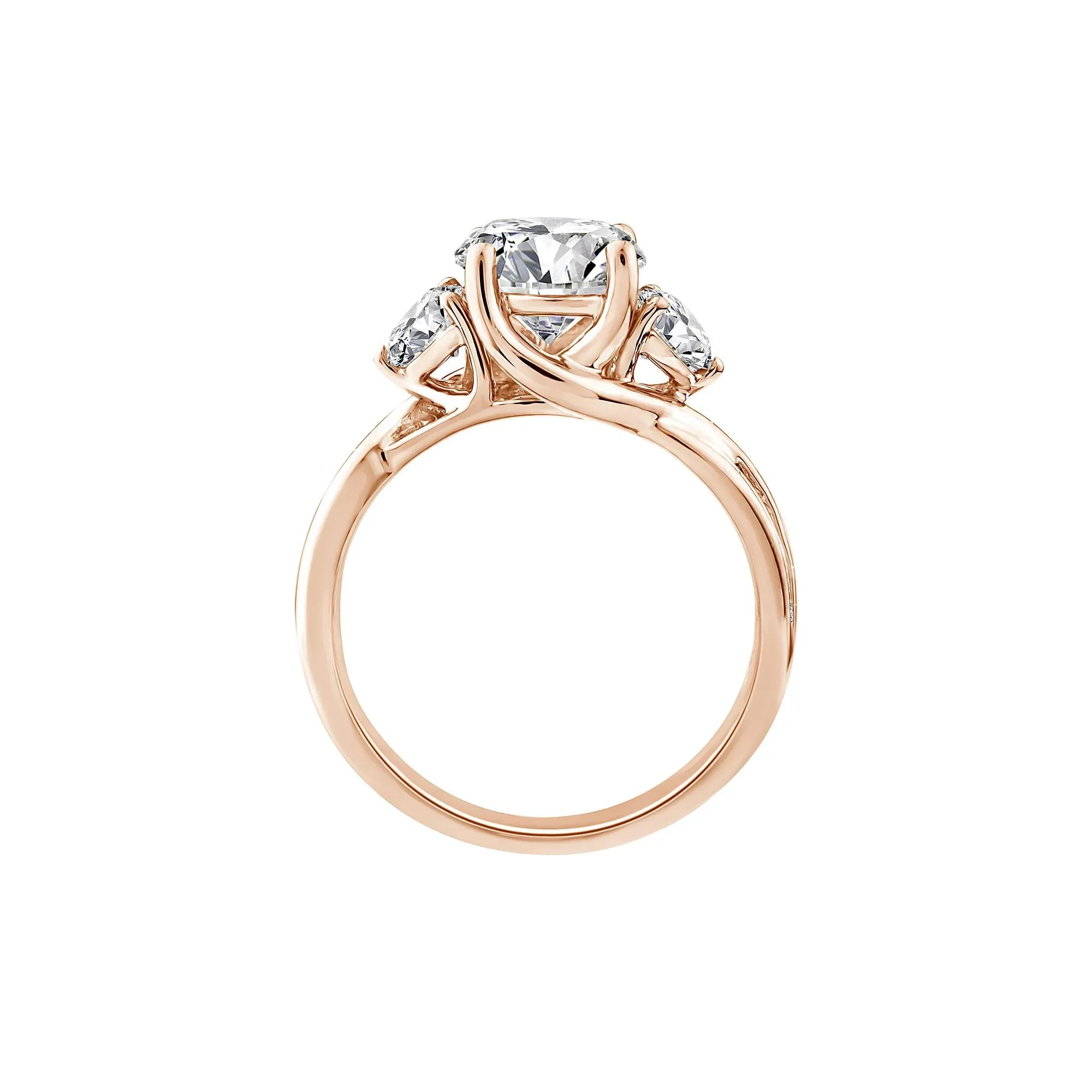 2 3/4 CT. Tw. Lab Grown Diamond Three-Stone Engagement Ring 10K Rose Gold Size 8.5 1.5mm - Image 2