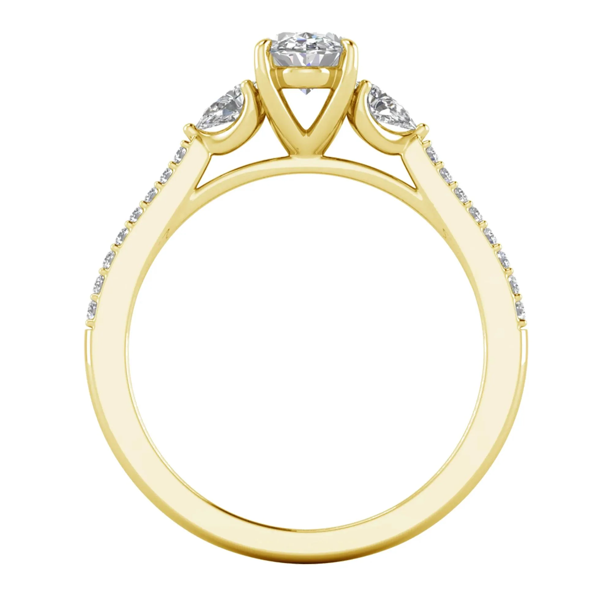 1 CT. Tw. Lab Grown Diamond Three-Stone Engagement Ring 10K Yellow Gold Size 6 1.5mm - Image 2